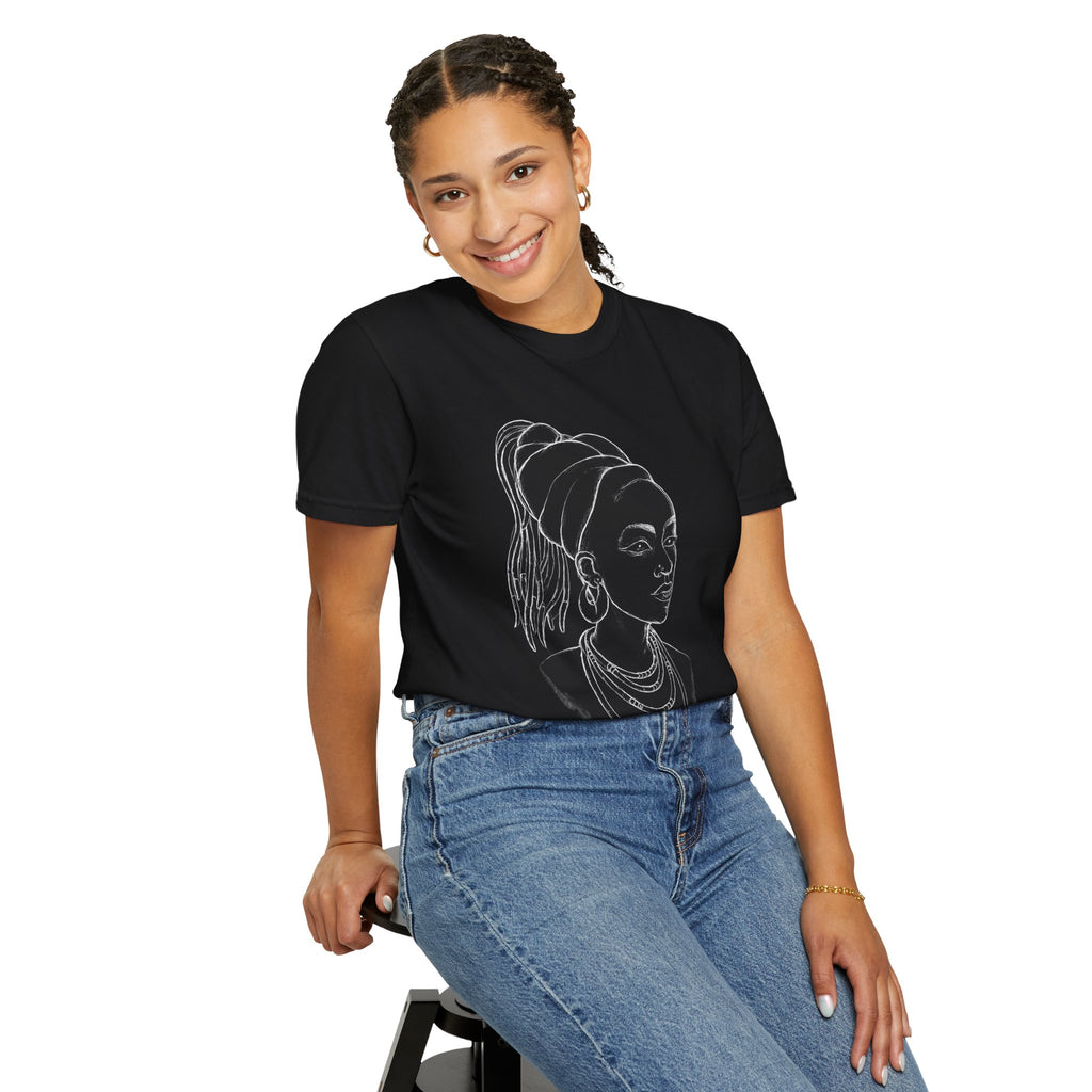 Portrait Tee — Afrocentric Line Art T-Shirt