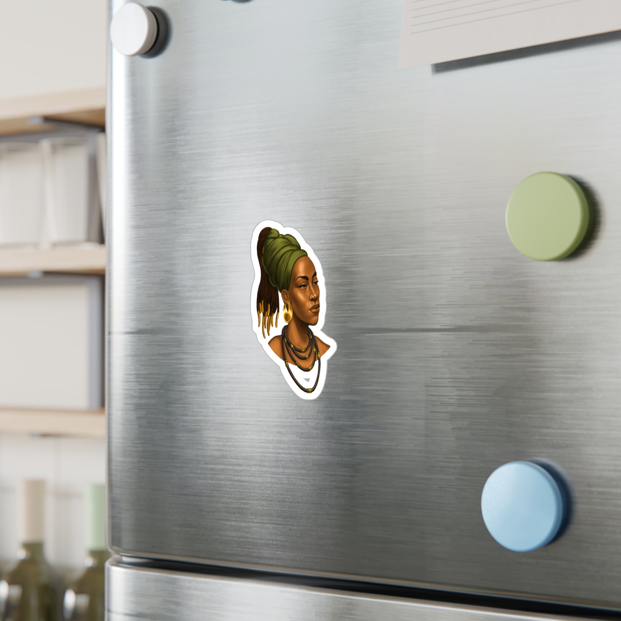 Afrocentric Woman Portrait Kiss-Cut Vinyl Sticker