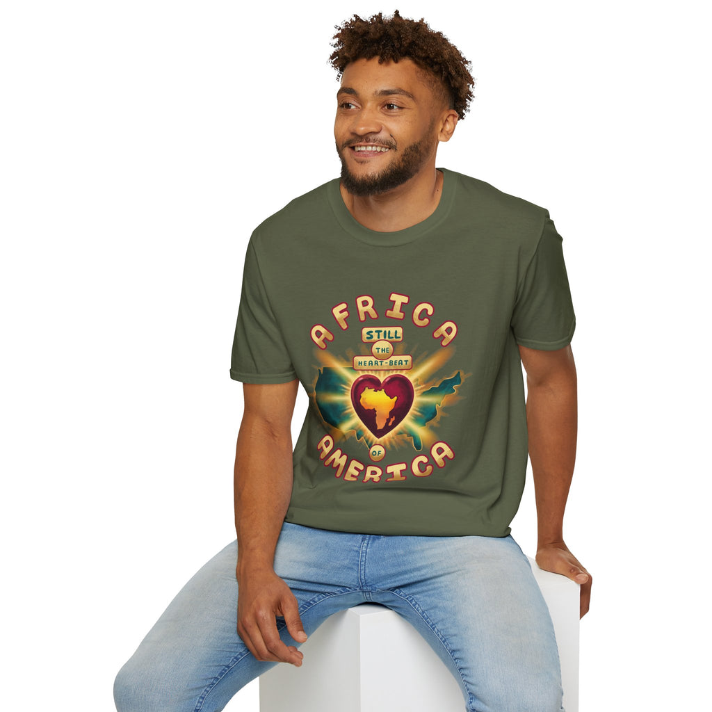Africa Still the Heartbeat T-Shirt — Retro Heartbeat Map Tee