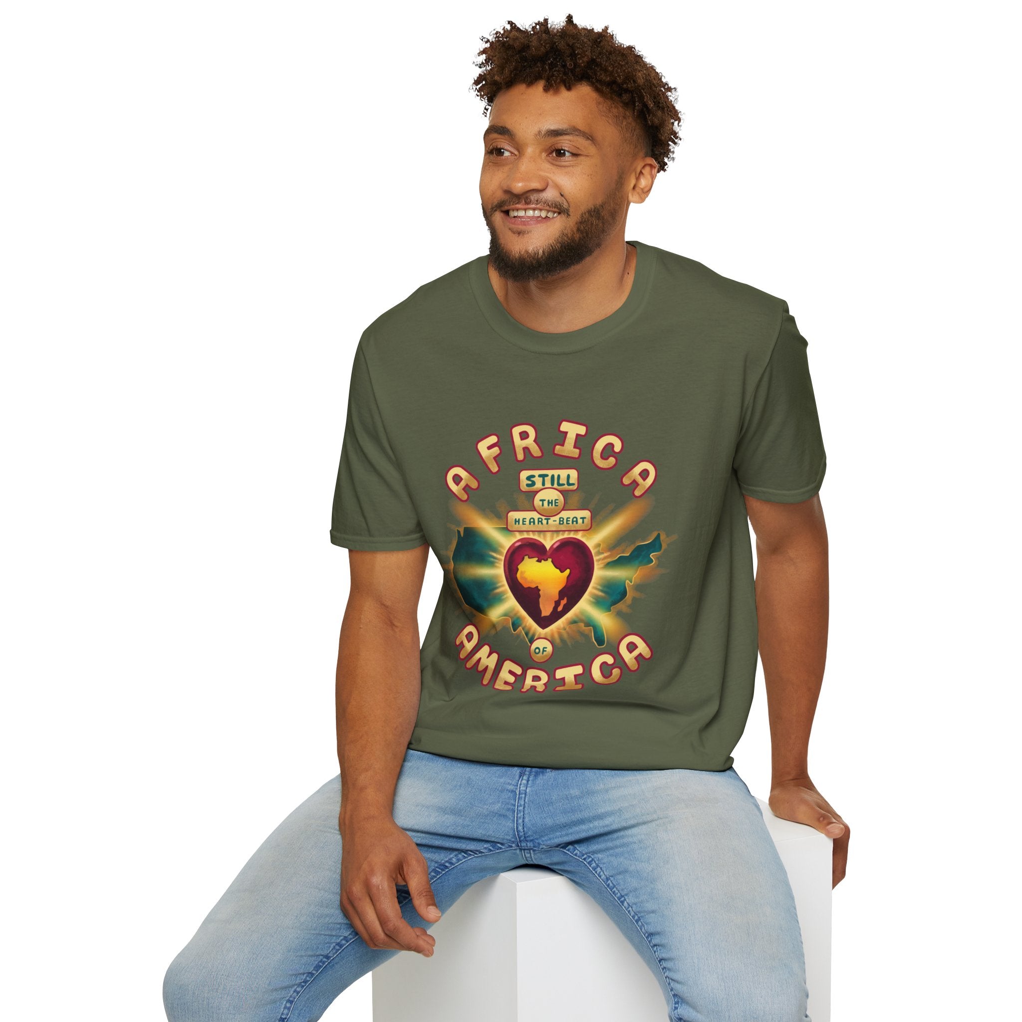 Africa Still the Heartbeat T-Shirt — Retro Heartbeat Map Tee