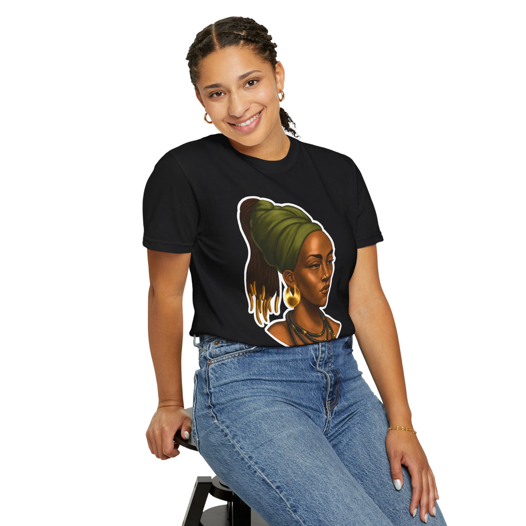 Afrocentric Portrait T-Shirt — Regal Woman Illustration Tee