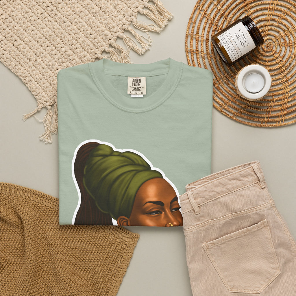 Afrocentric Portrait T-Shirt — Regal Woman Illustration Tee