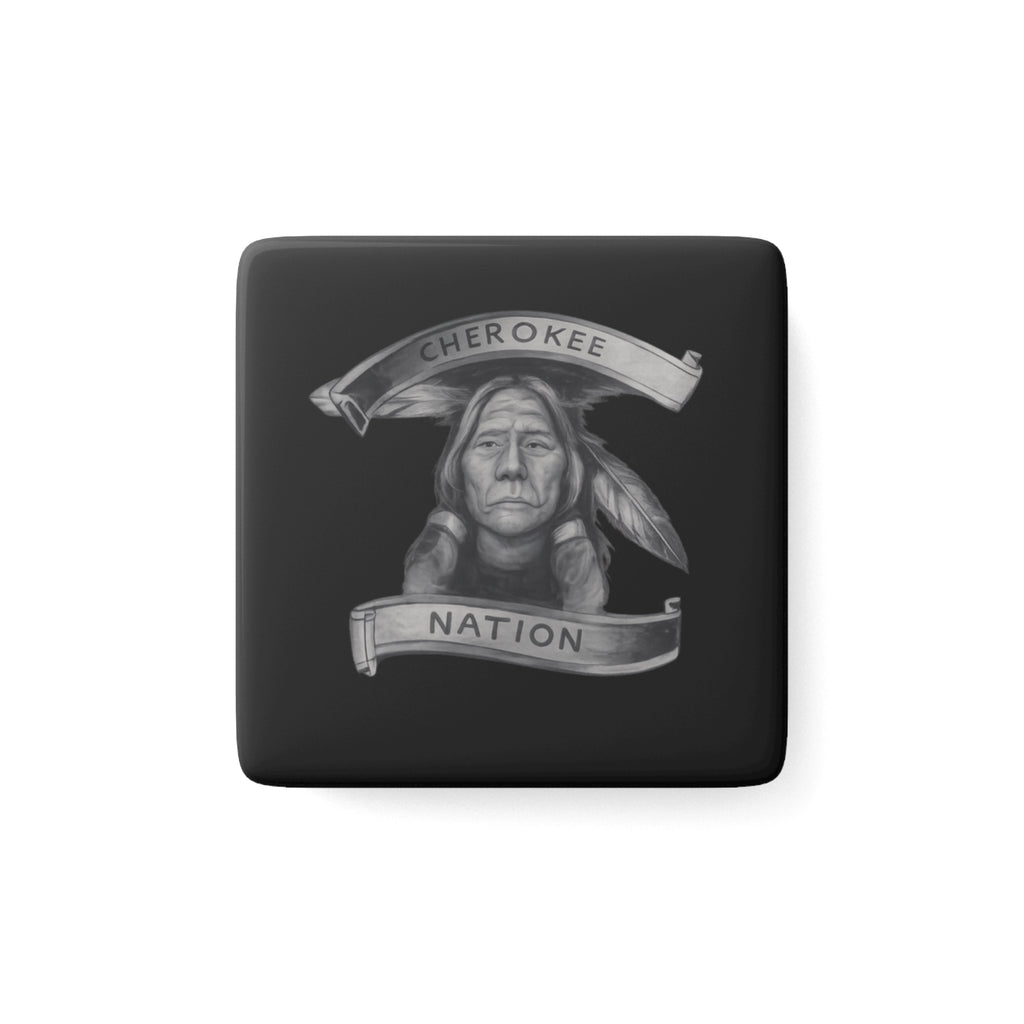 Cherokee Nation Porcelain Square Magnet — Native American Heritage Illustration