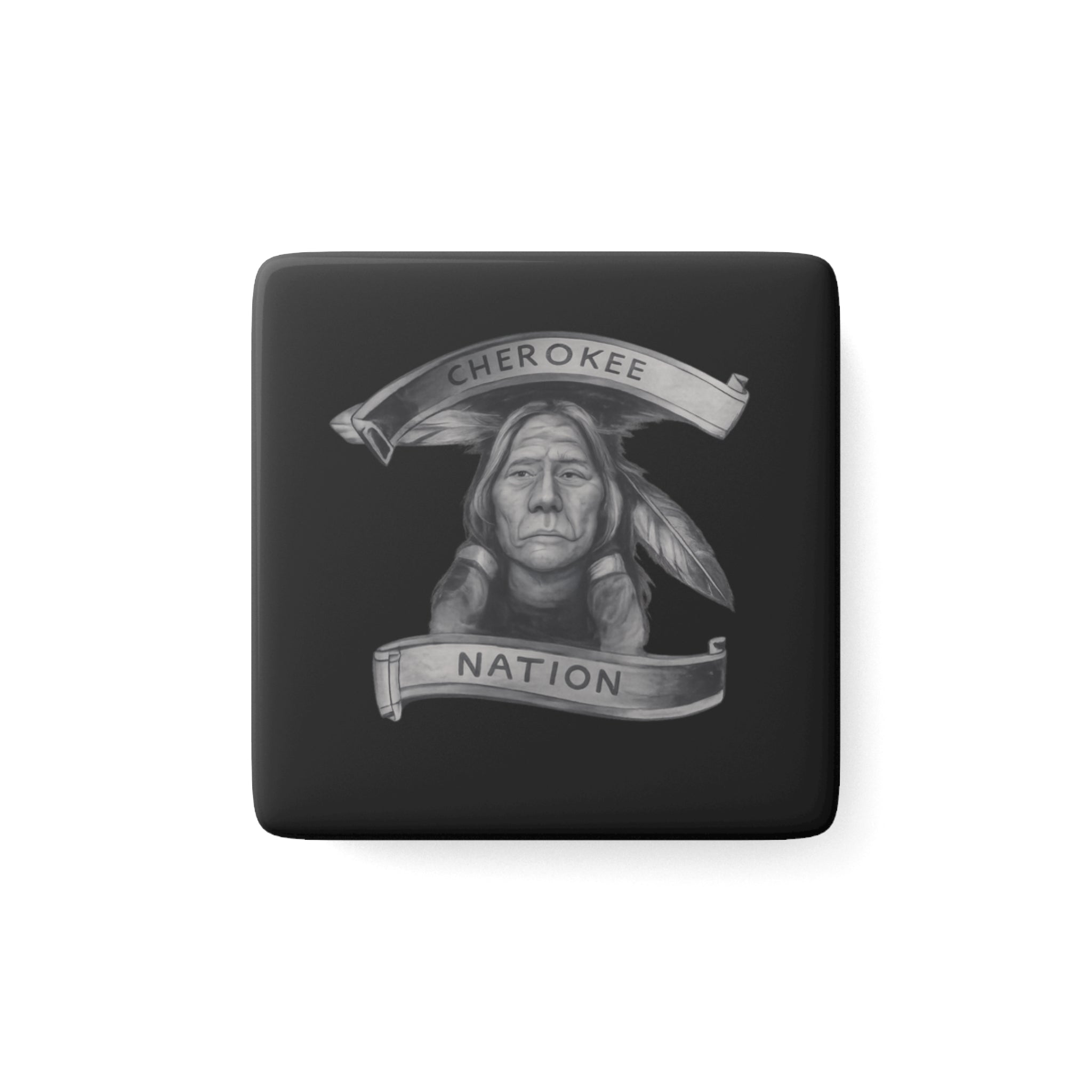 Cherokee Nation Porcelain Square Magnet — Native American Heritage Illustration