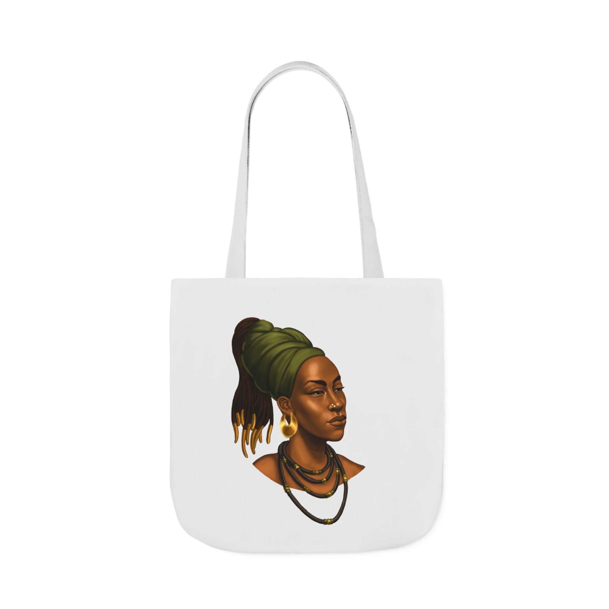 Afrocentric Portrait Canvas Tote — Woman with Headwrap Art Tote Bag