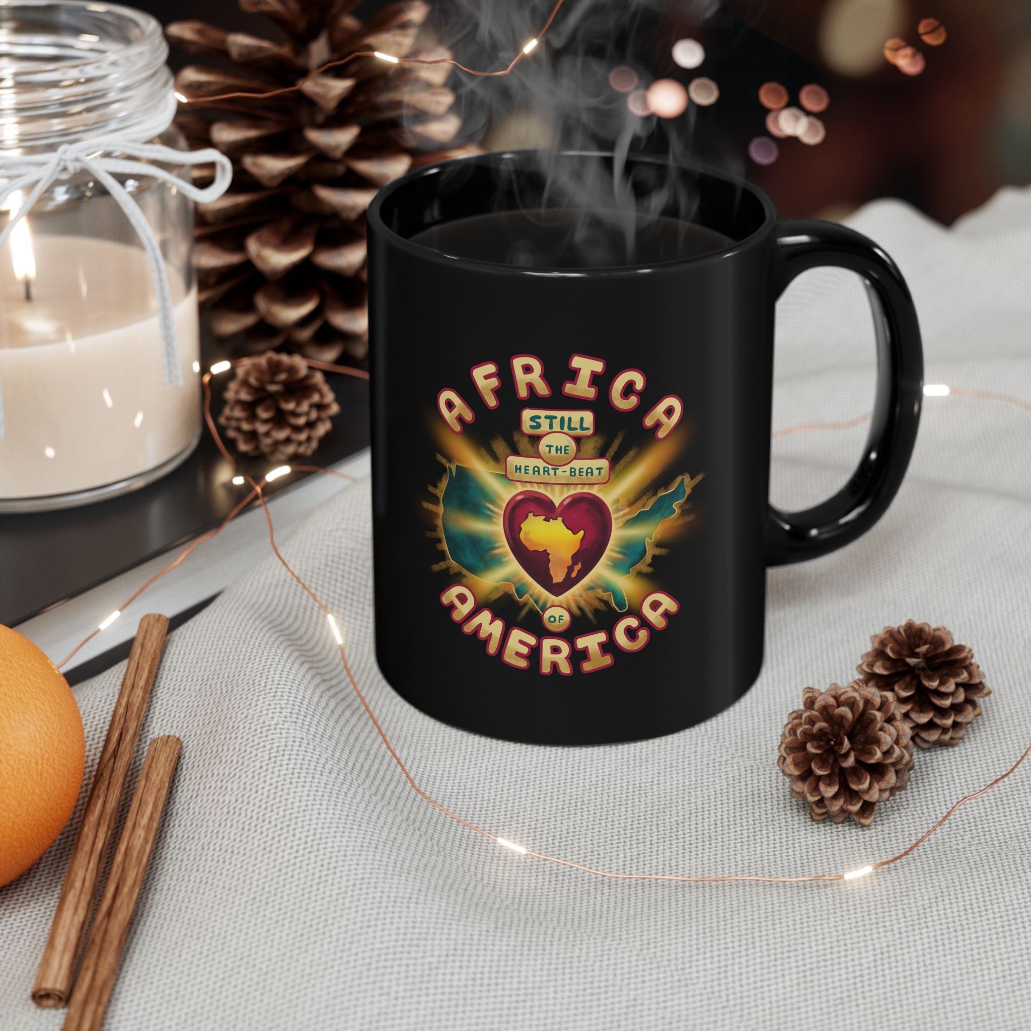 Africa Still My Heart Mug — Black Ceramic Coffee Cup (11oz/15oz)