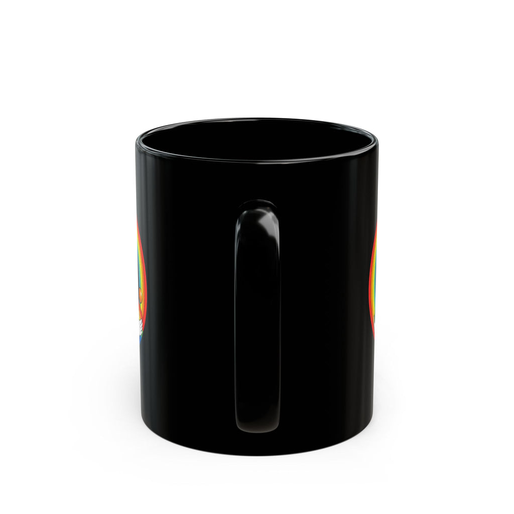 Black Rainbow Clown Mug – Colorful Retro Juggling Coffee Cup (11oz/15oz)