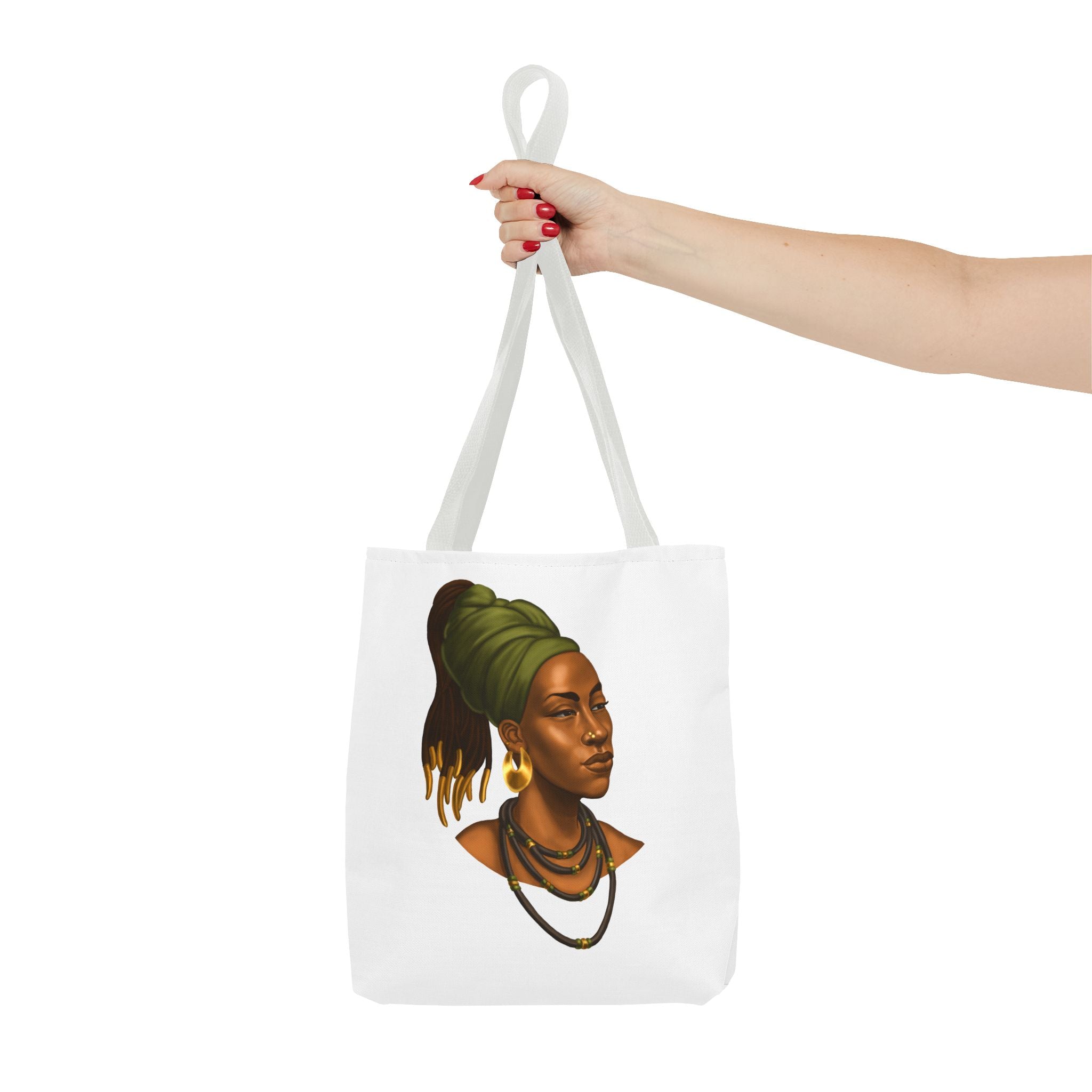 Afrocentric Headwrap Portrait Tote Bag – Elegant Black Woman Illustration