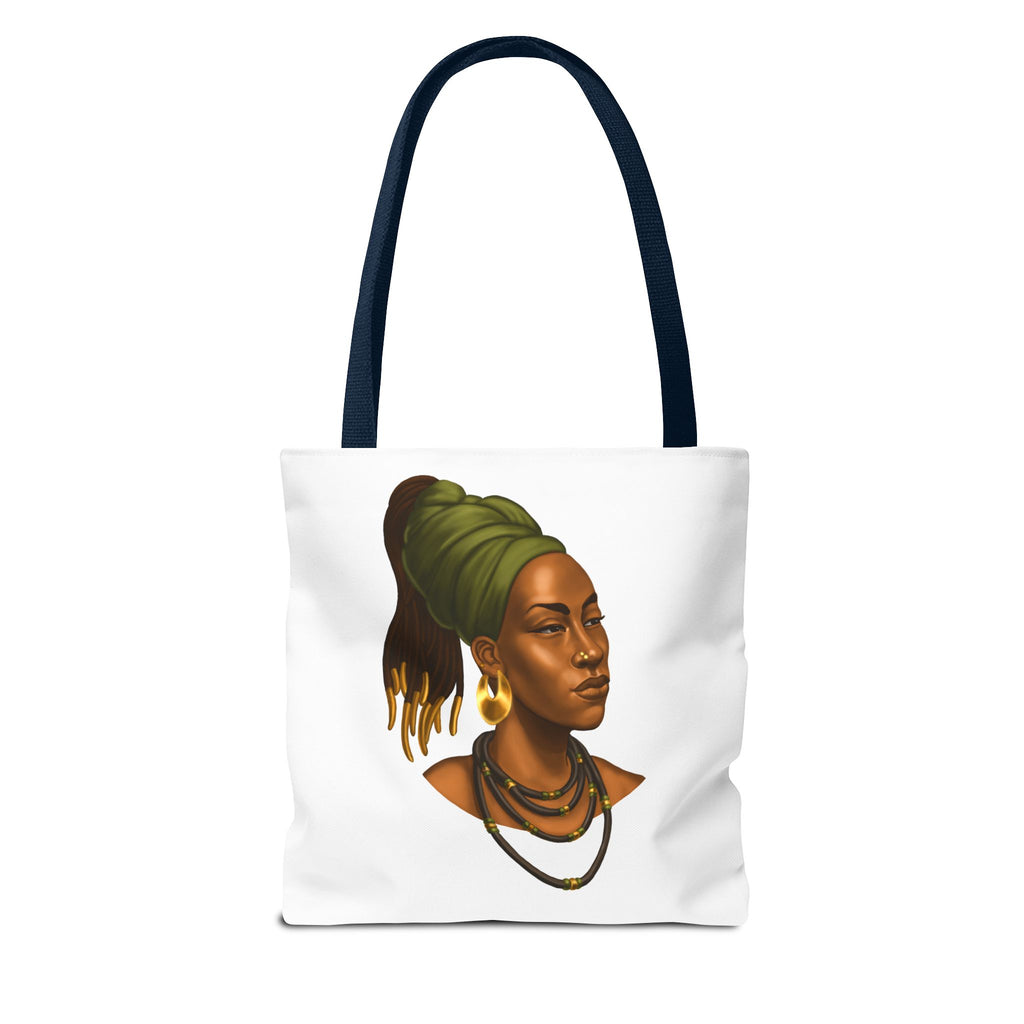 Afrocentric Headwrap Portrait Tote Bag – Elegant Black Woman Illustration