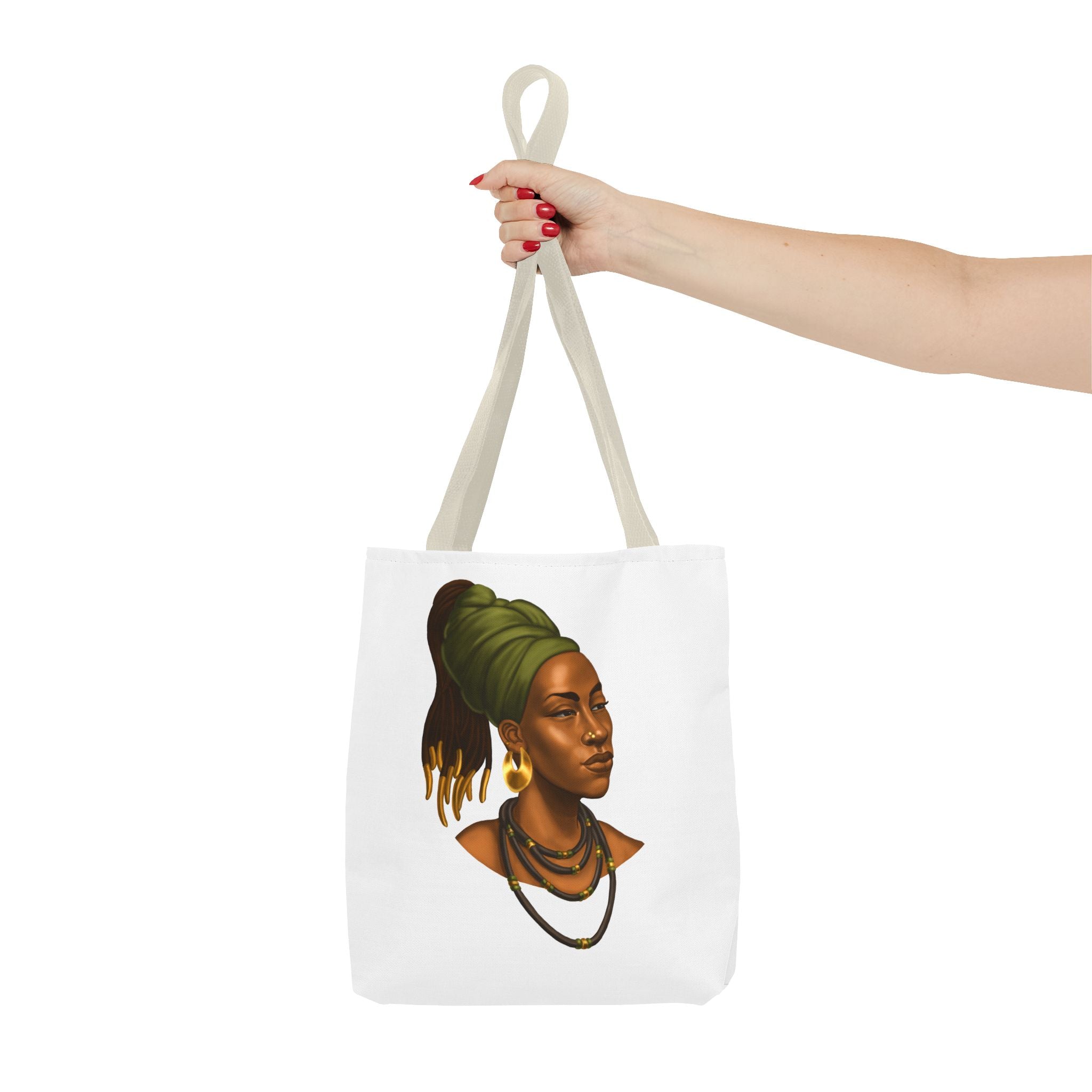 Afrocentric Headwrap Portrait Tote Bag – Elegant Black Woman Illustration