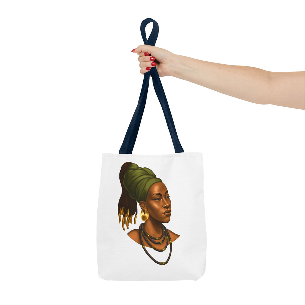 Afrocentric Headwrap Portrait Tote Bag – Elegant Black Woman Illustration