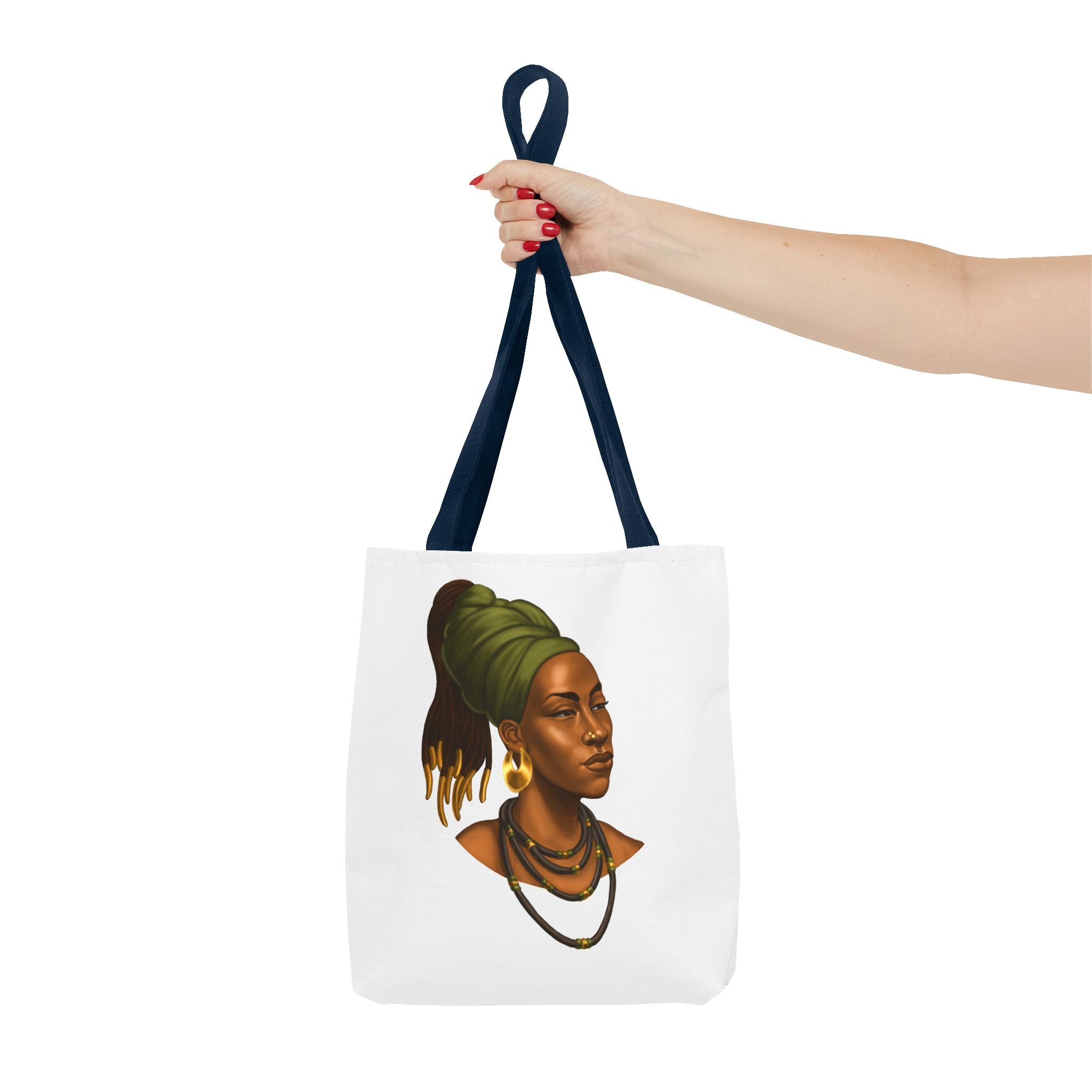 Afrocentric Headwrap Portrait Tote Bag – Elegant Black Woman Illustration