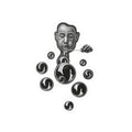 Monochrome Bubble Blower Sticker — Vinyl Kiss-Cut Art Decal
