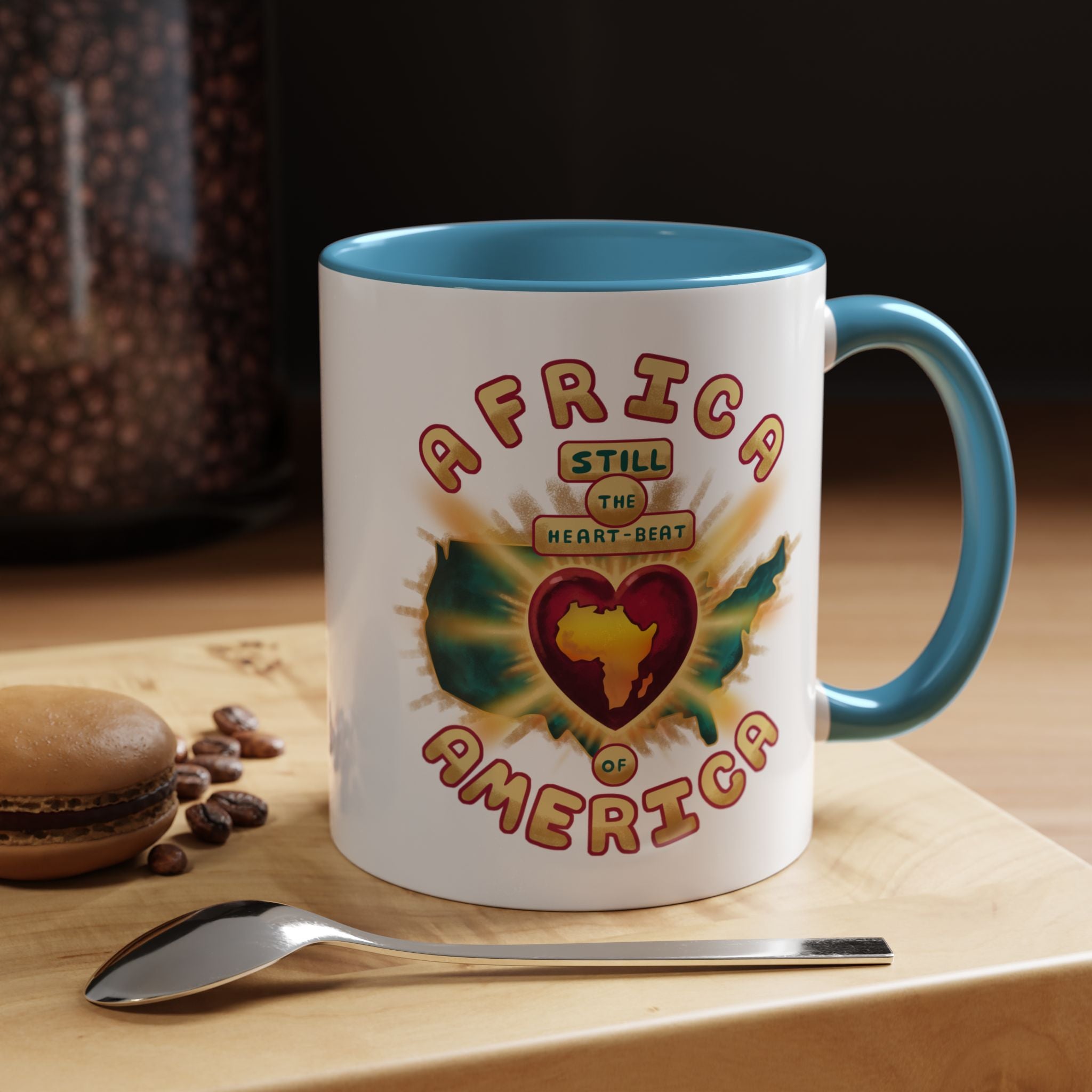 Africa Still the Heartbeat of America Accent Coffee Mug