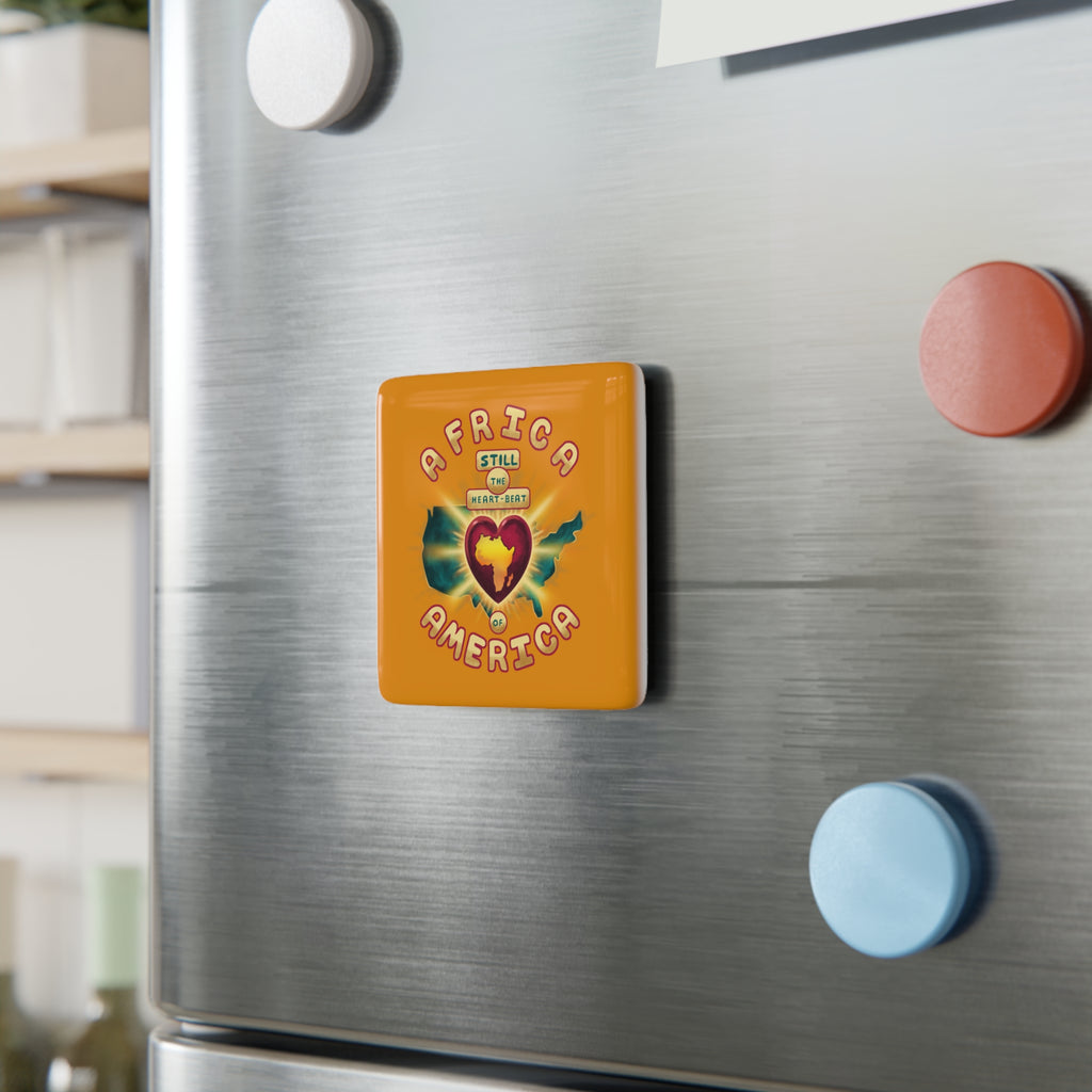 Porcelain Magnet — "Africa Still the Heartbeat of America" Retro Square Fridge Magnet
