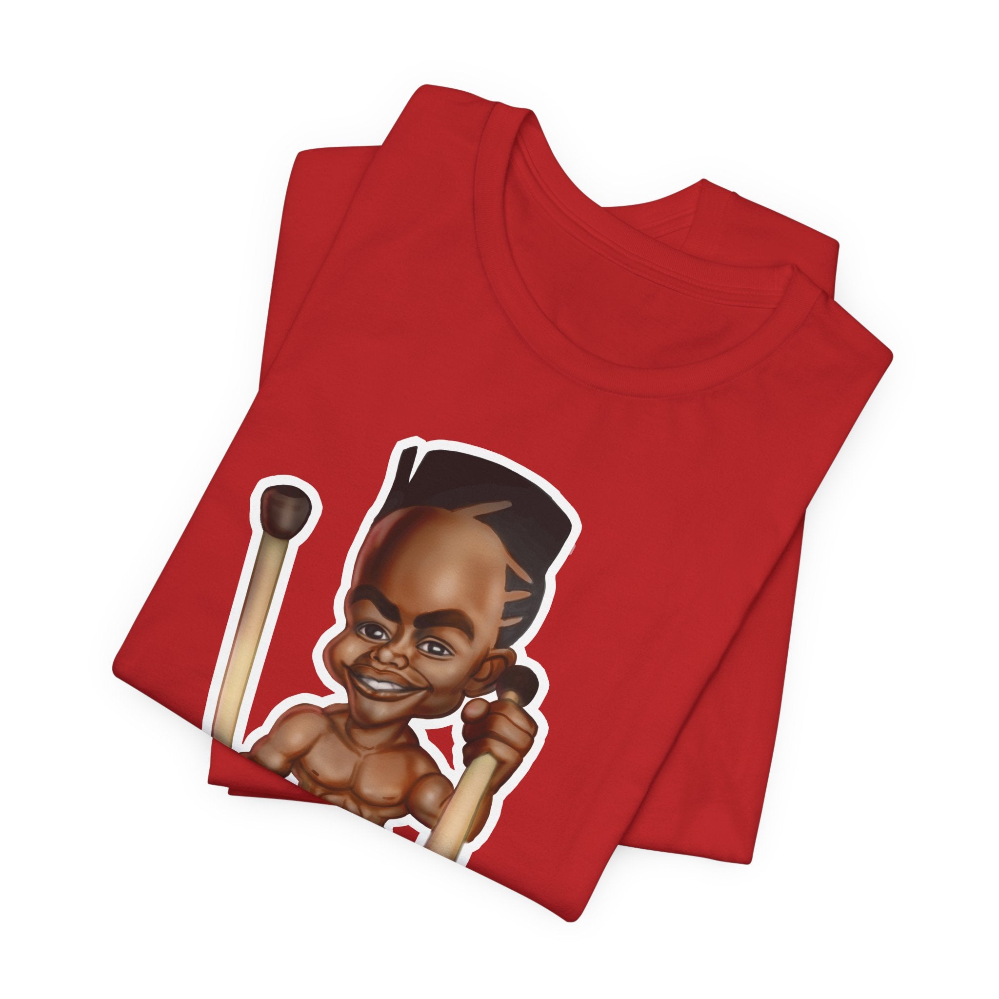 Cartoon Stickfighter T-Shirt — Funky Drummer Character Tee