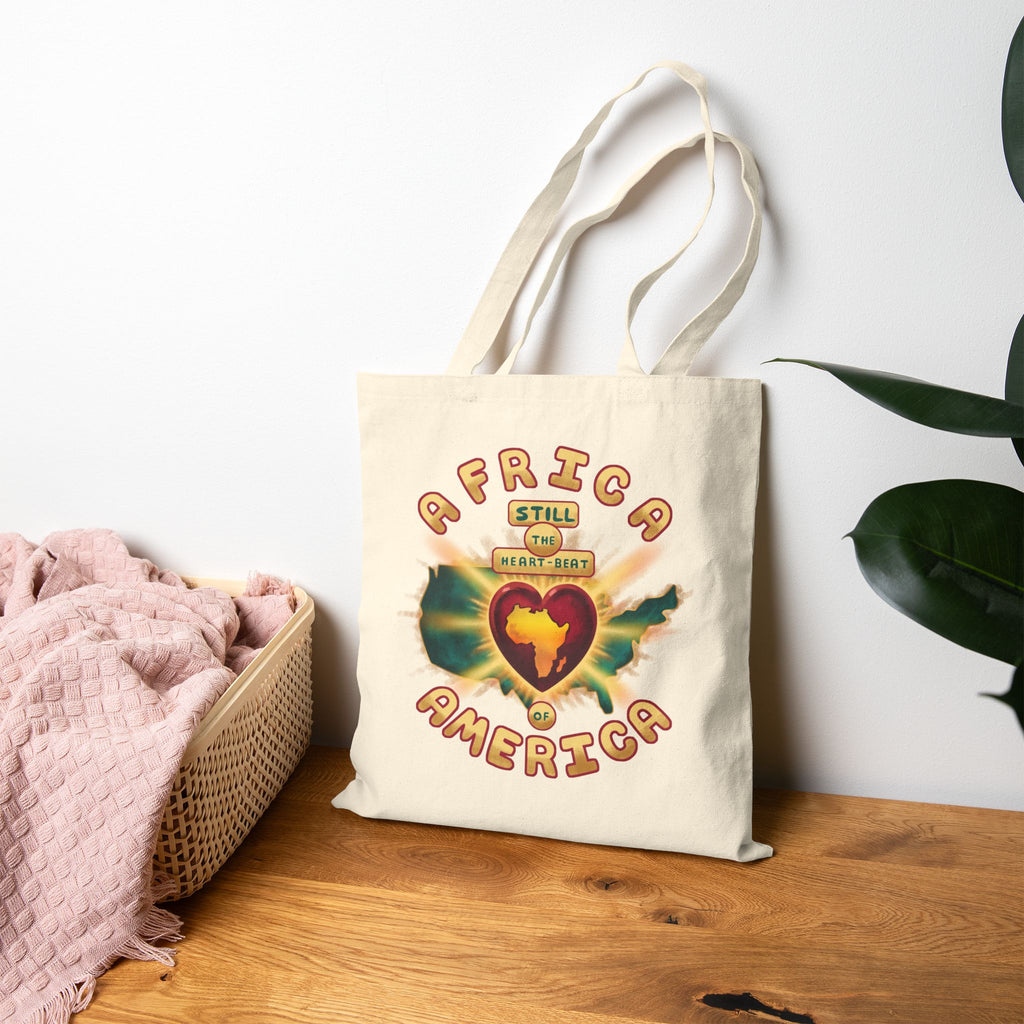 Africa America Heart Tote Bag — 'Still My Heart Beats' Cotton Canvas Shopper