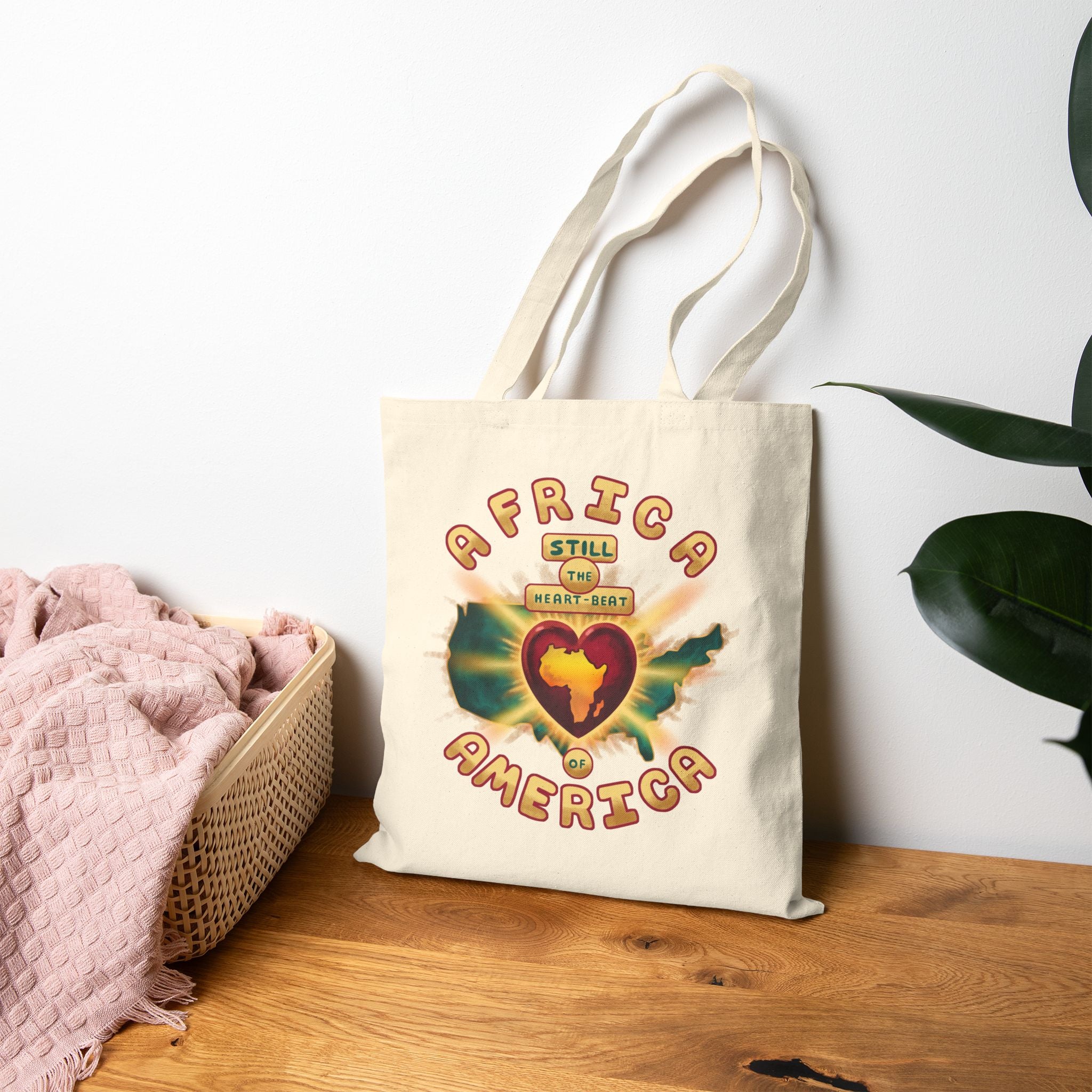 Africa America Heart Tote Bag — 'Still My Heart Beats' Cotton Canvas Shopper