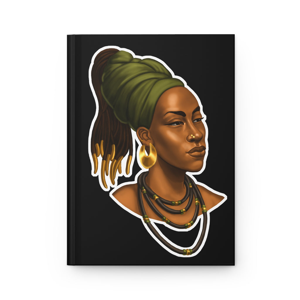 Black Afrocentric Portrait Hardcover Journal — Dreadlock Woman Notebook