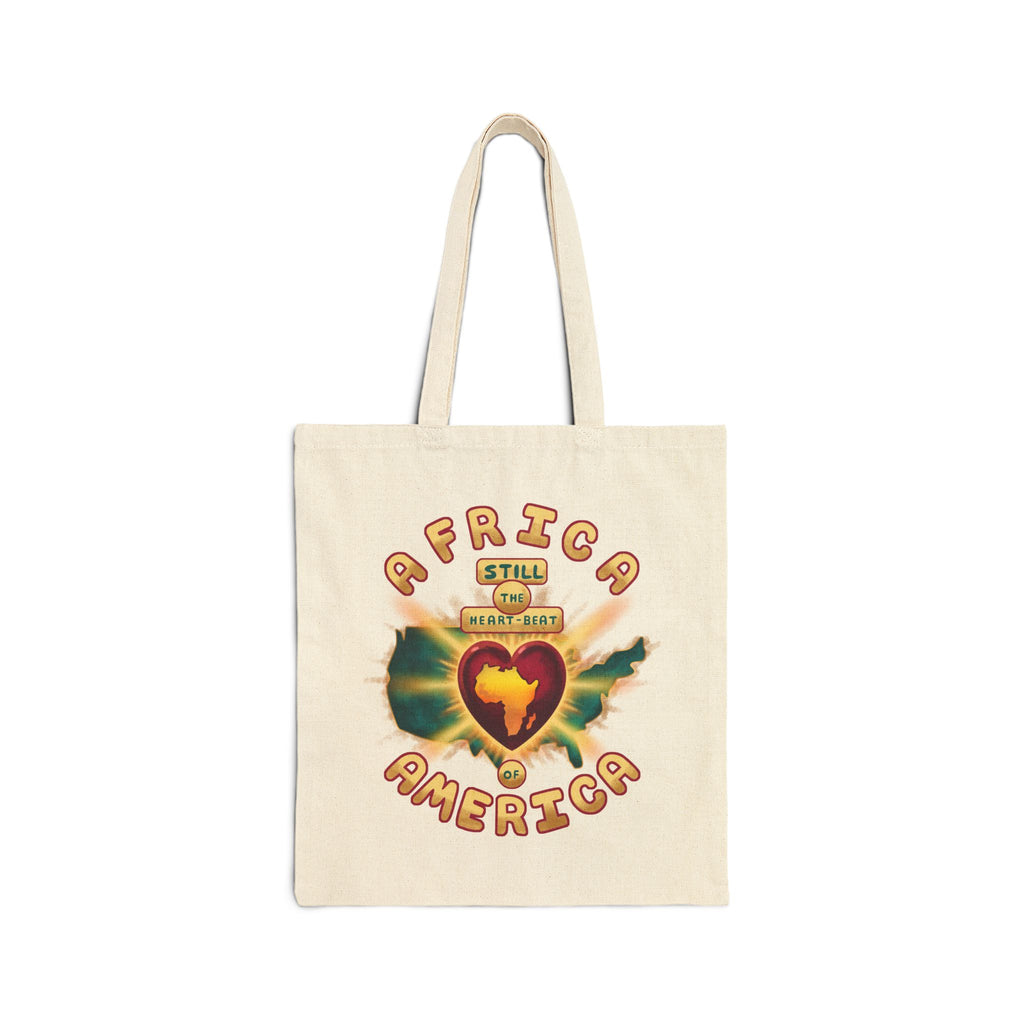 Africa America Heart Tote Bag — 'Still My Heart Beats' Cotton Canvas Shopper