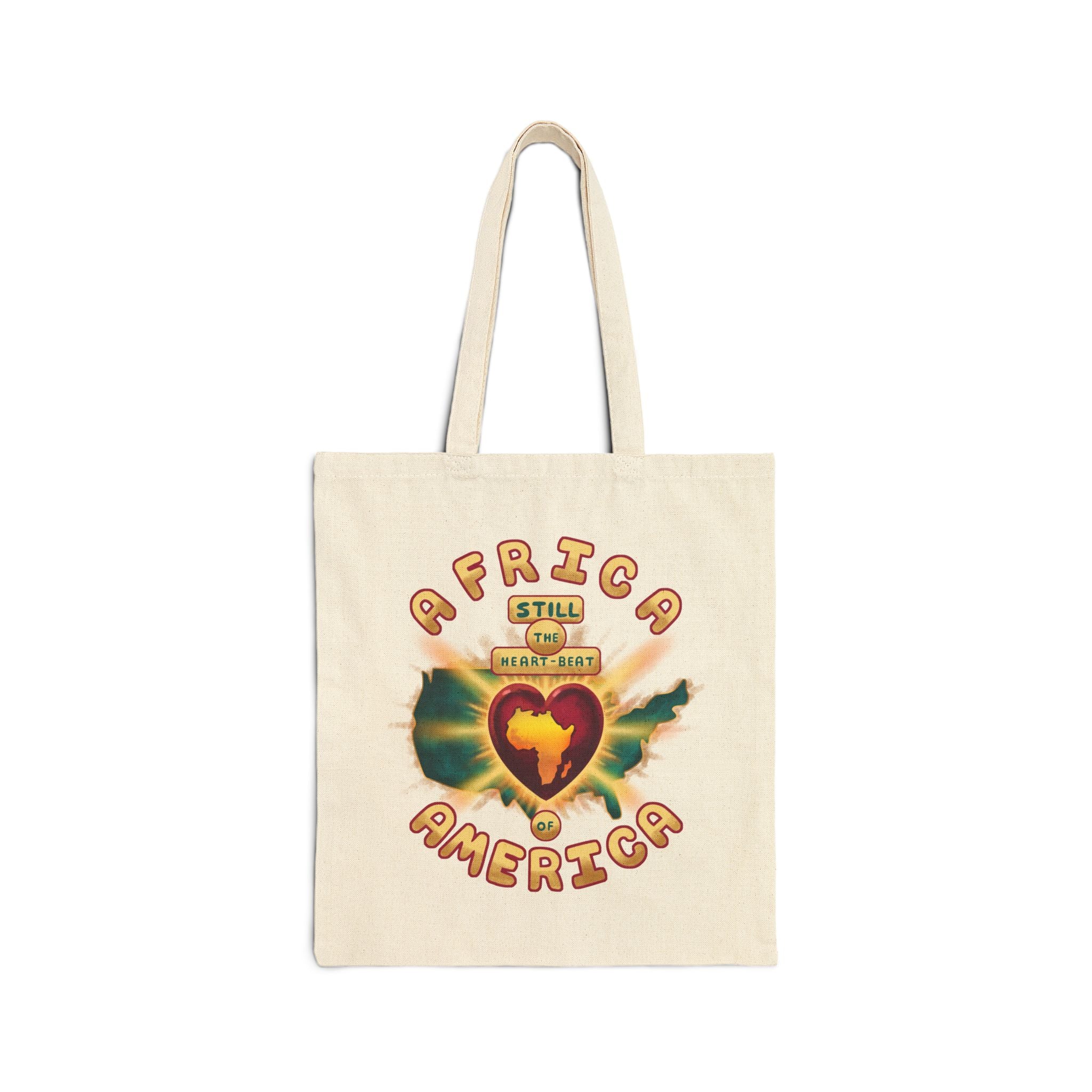 Africa America Heart Tote Bag — 'Still My Heart Beats' Cotton Canvas Shopper