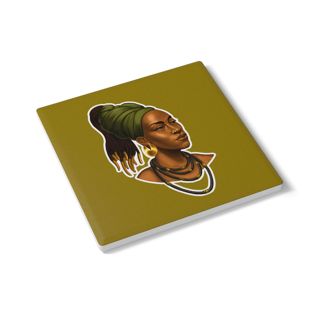 African Queen Ceramic Coaster – Afrocentric Portrait Drink Coaster