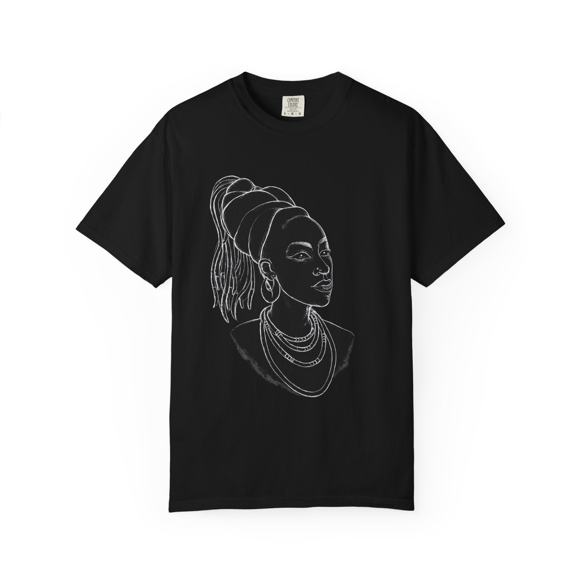 Portrait Tee — Afrocentric Line Art T-Shirt
