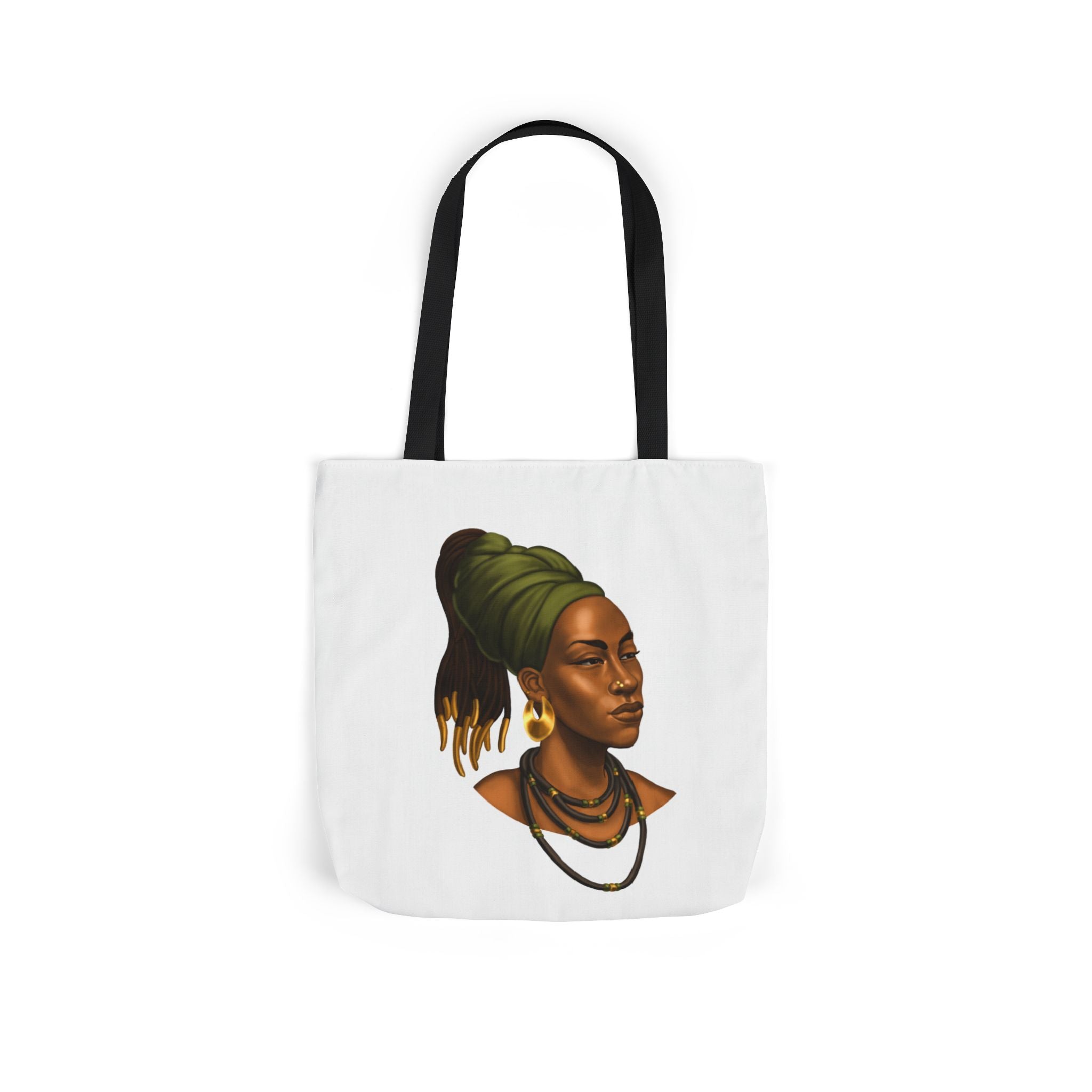 Afrocentric Portrait Canvas Tote — Woman with Headwrap Art Tote Bag