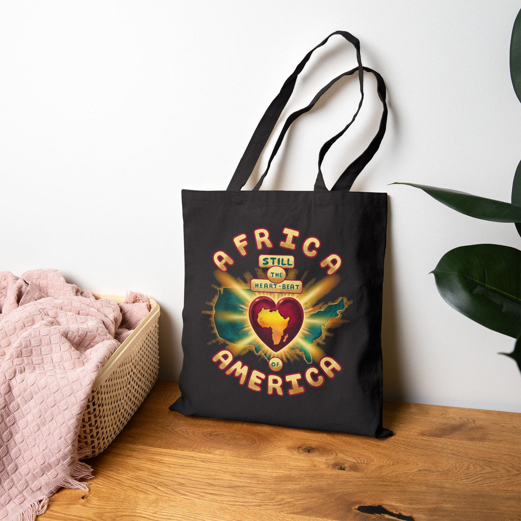 Africa America Heart Tote Bag — 'Still My Heart Beats' Cotton Canvas Shopper