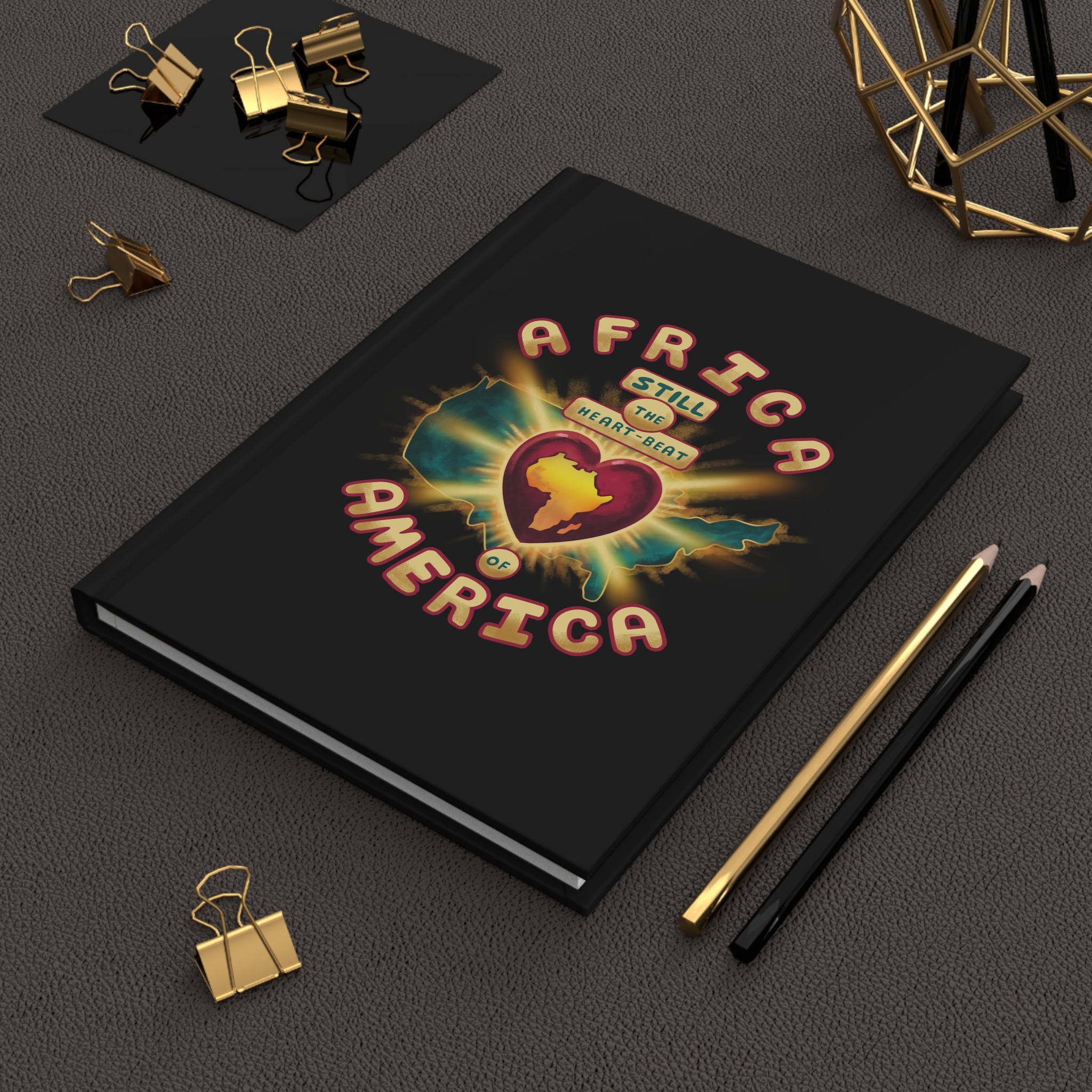 Hardcover Journal — "Africa: Still the Heartbeat of America" Retro Map Heart Design