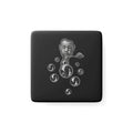 Surreal Man Blowing Bubbles Porcelain Magnet — Monochrome Vintage Illustration