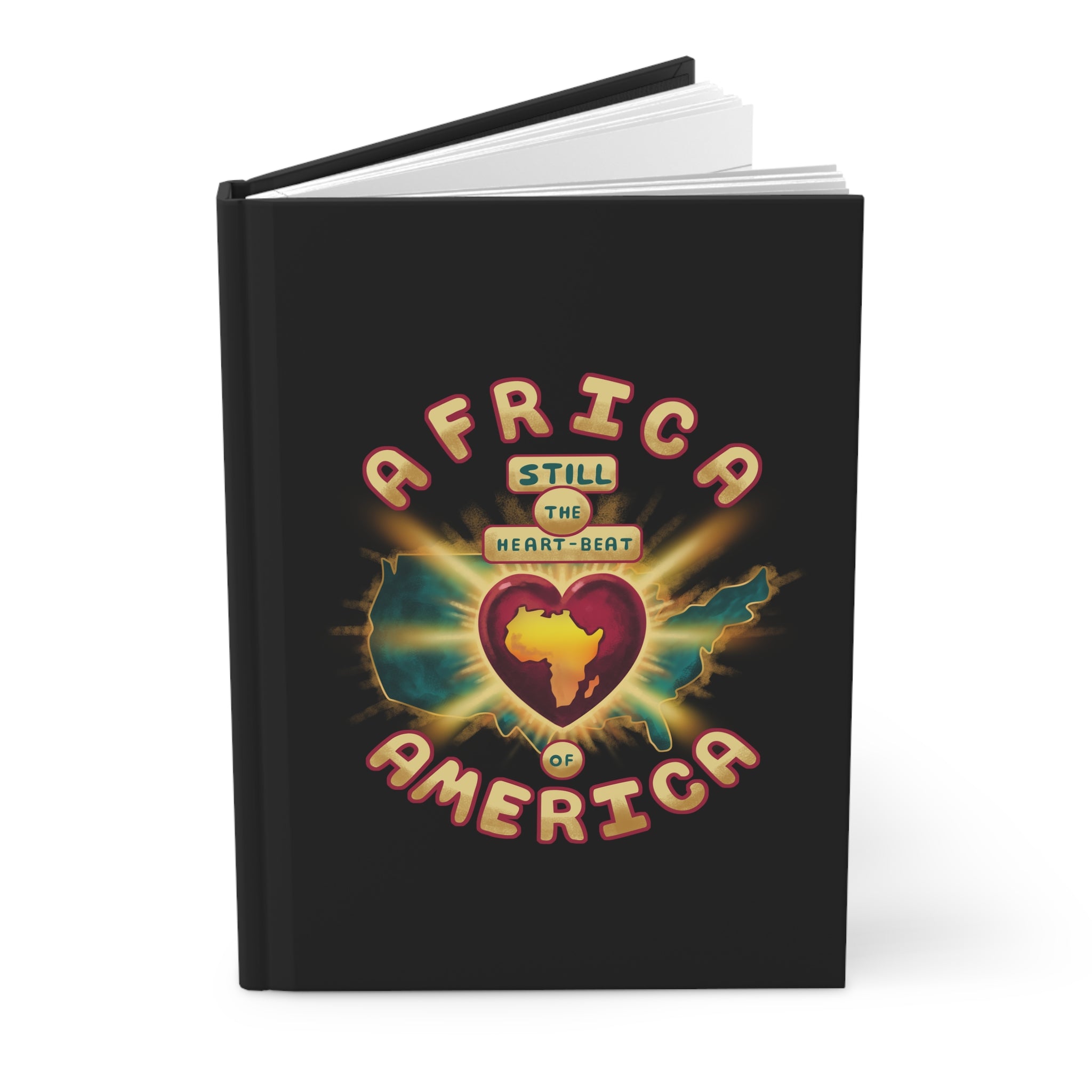 Hardcover Journal — "Africa: Still the Heartbeat of America" Retro Map Heart Design