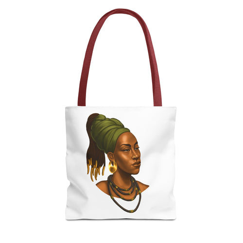 Afrocentric Headwrap Portrait Tote Bag – Elegant Black Woman Illustration