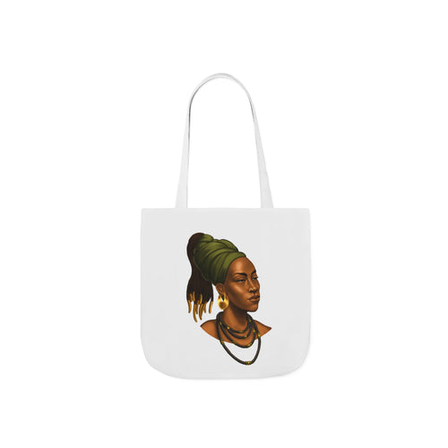 Afrocentric Portrait Canvas Tote — Woman with Headwrap Art Tote Bag