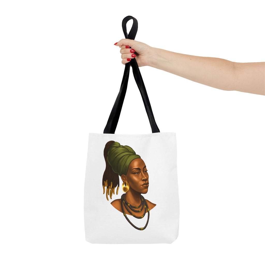 Afrocentric Headwrap Portrait Tote Bag – Elegant Black Woman Illustration