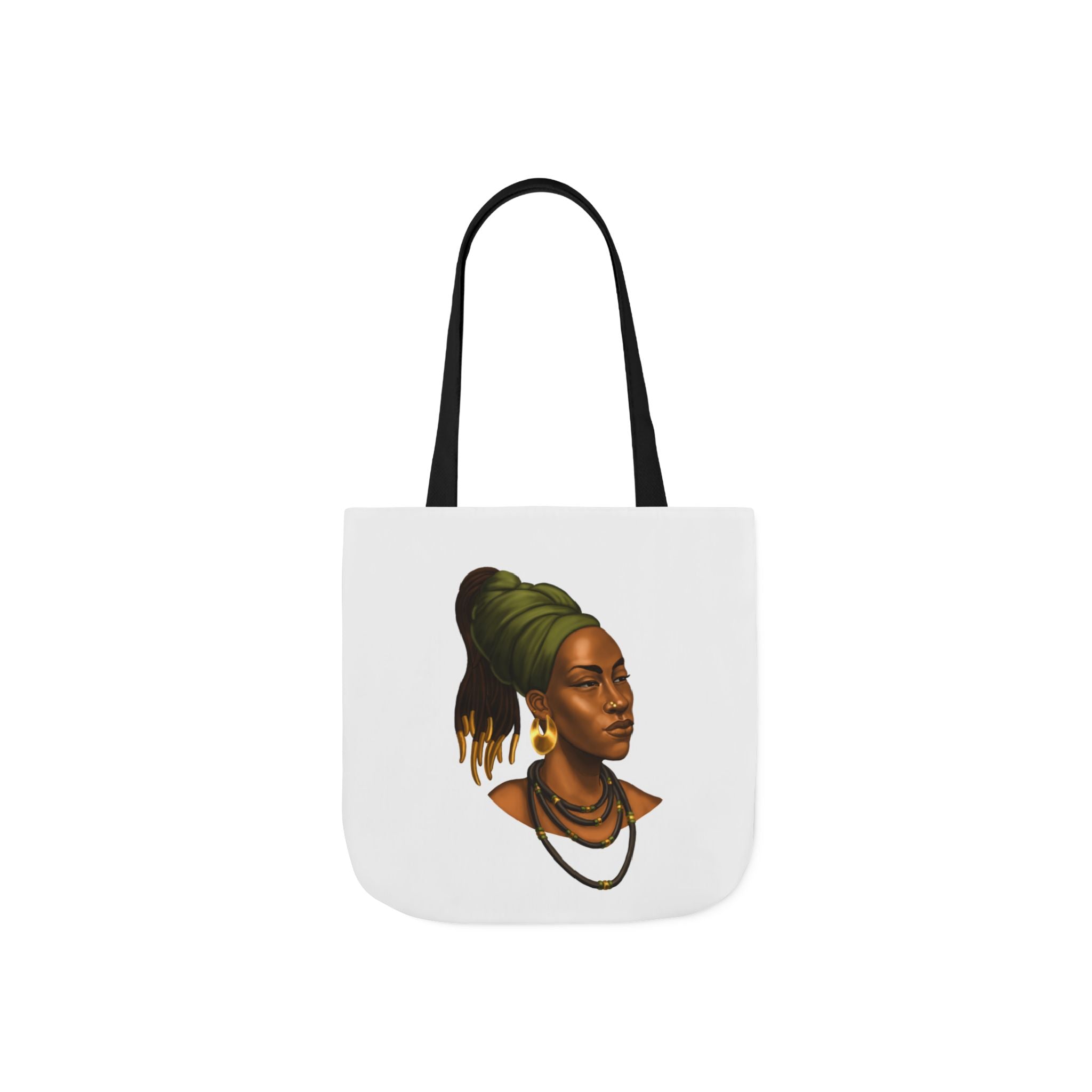 Afrocentric Portrait Canvas Tote — Woman with Headwrap Art Tote Bag