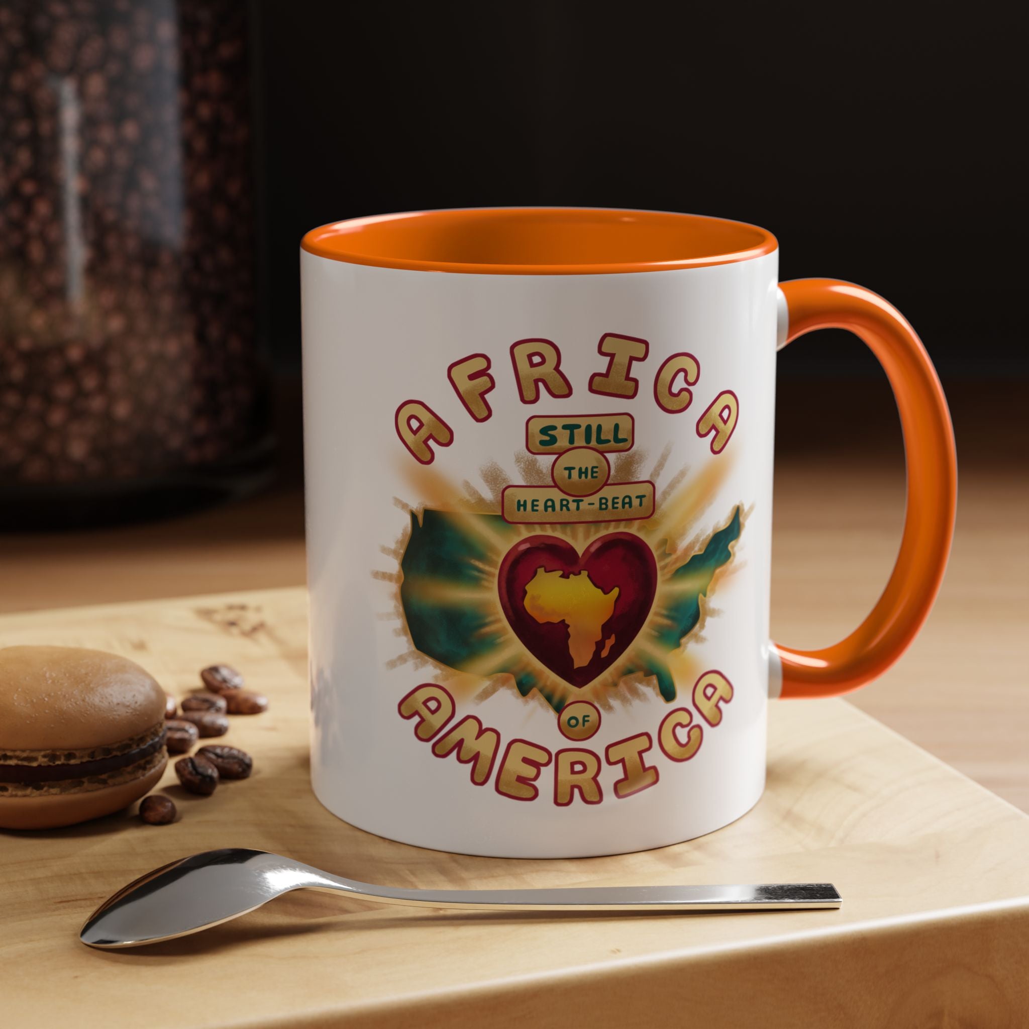 Africa Still the Heartbeat of America Accent Coffee Mug