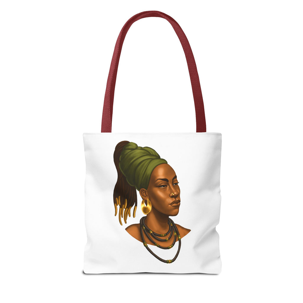 Afrocentric Headwrap Portrait Tote Bag – Elegant Black Woman Illustration