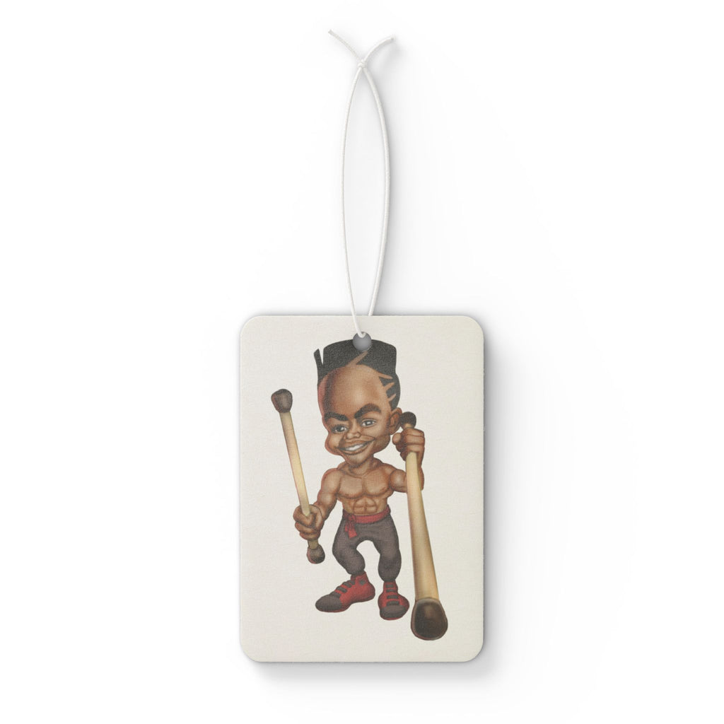 Drummer Car Air Freshener — Cartoon Percussionist Design