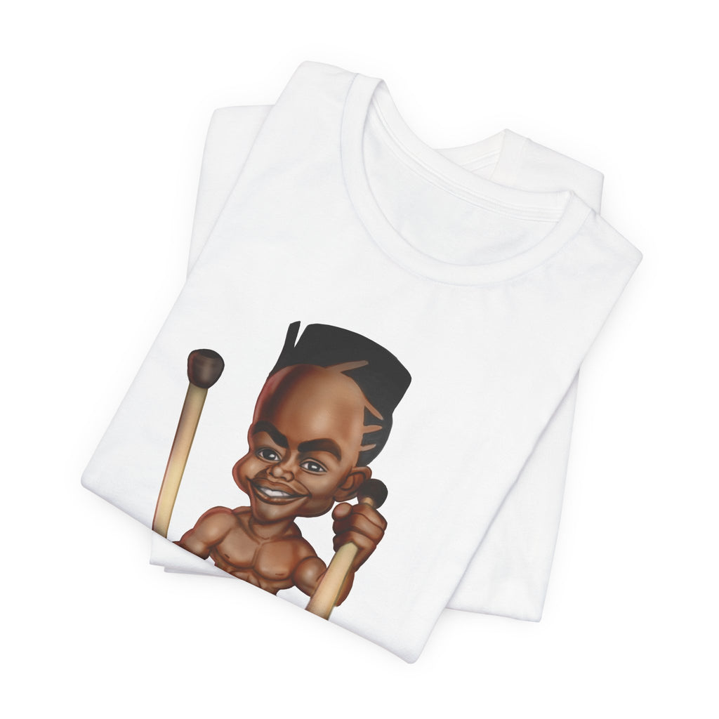 Cartoon Stickfighter T-Shirt — Funky Drummer Character Tee