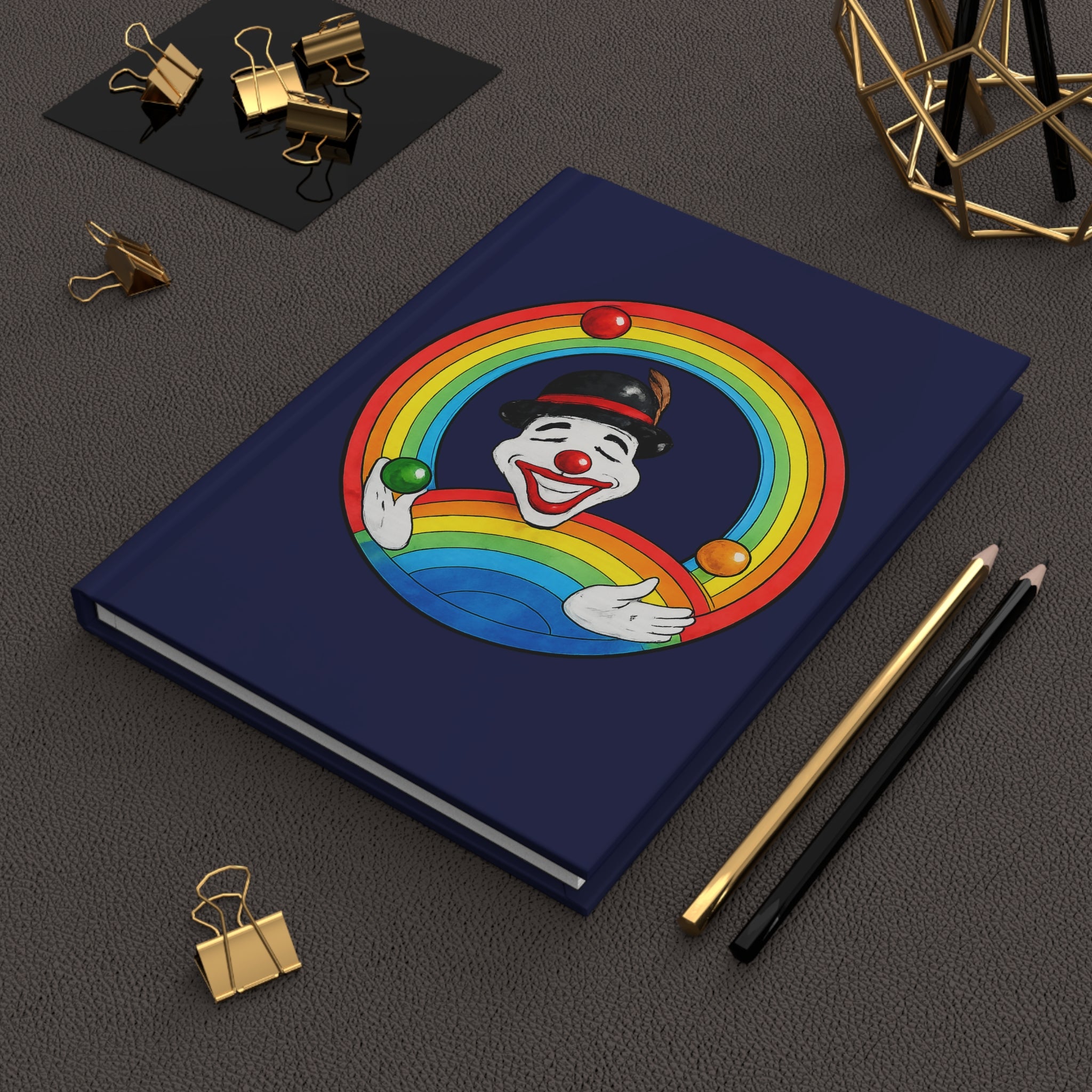 Clown Juggling Rainbow Hardcover Journal