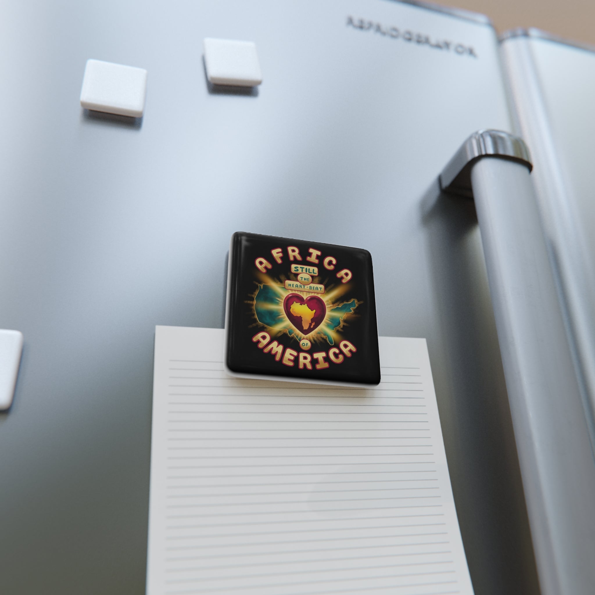 Porcelain Magnet — "Africa: Still the Heartbeat of America" Square Fridge Magnet
