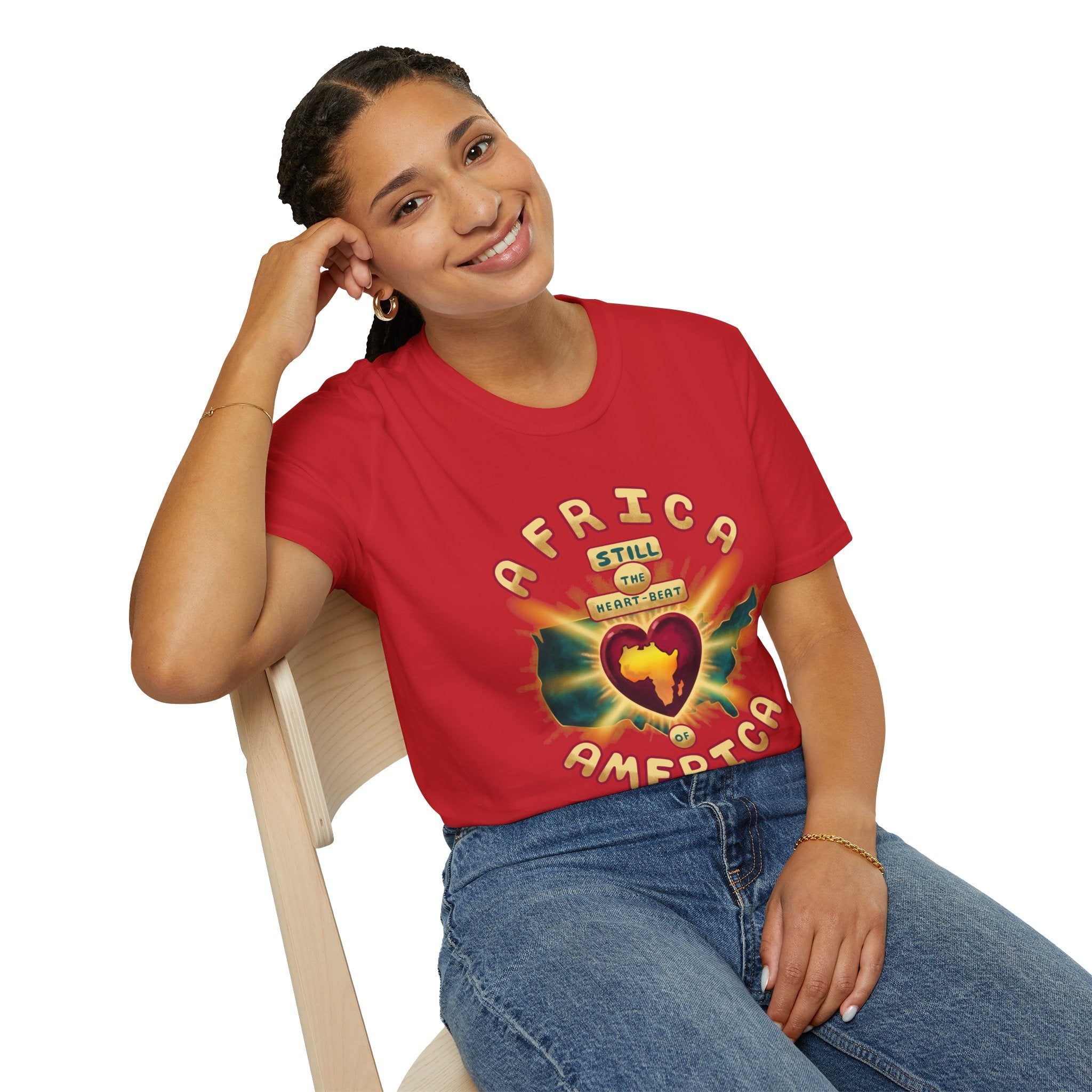 Africa Still the Heartbeat T-Shirt — Retro Heartbeat Map Tee