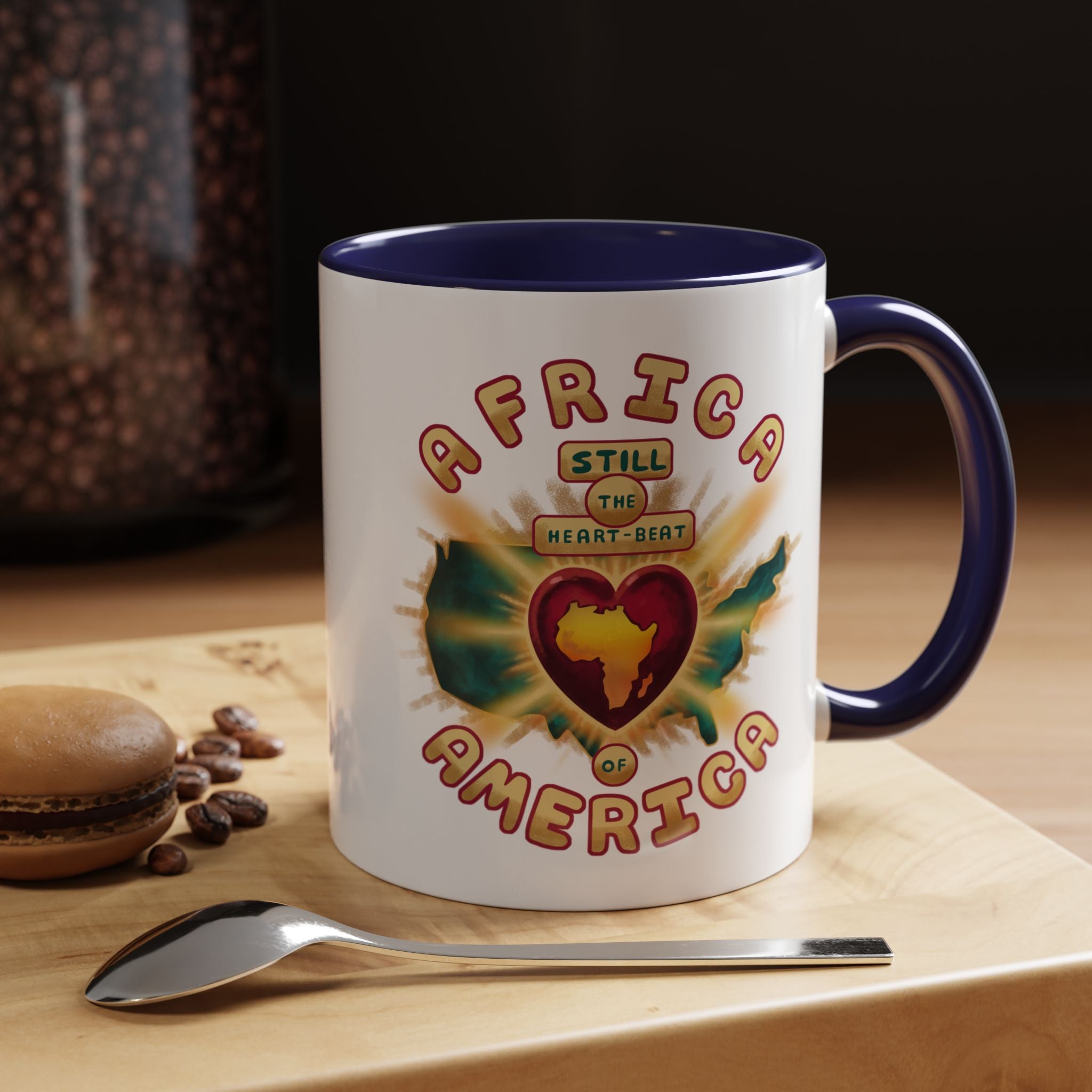 Africa Still the Heartbeat of America Accent Coffee Mug