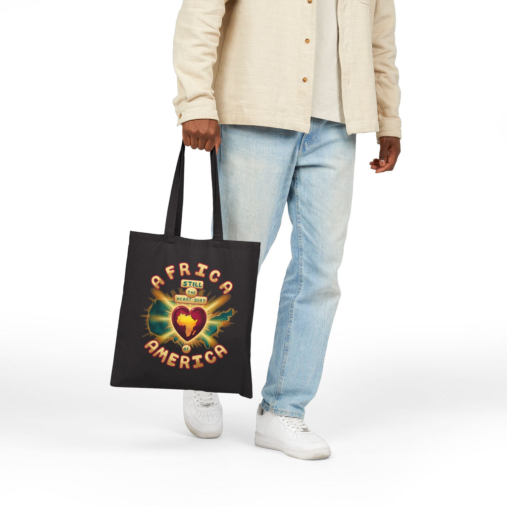 Africa America Heart Tote Bag — 'Still My Heart Beats' Cotton Canvas Shopper