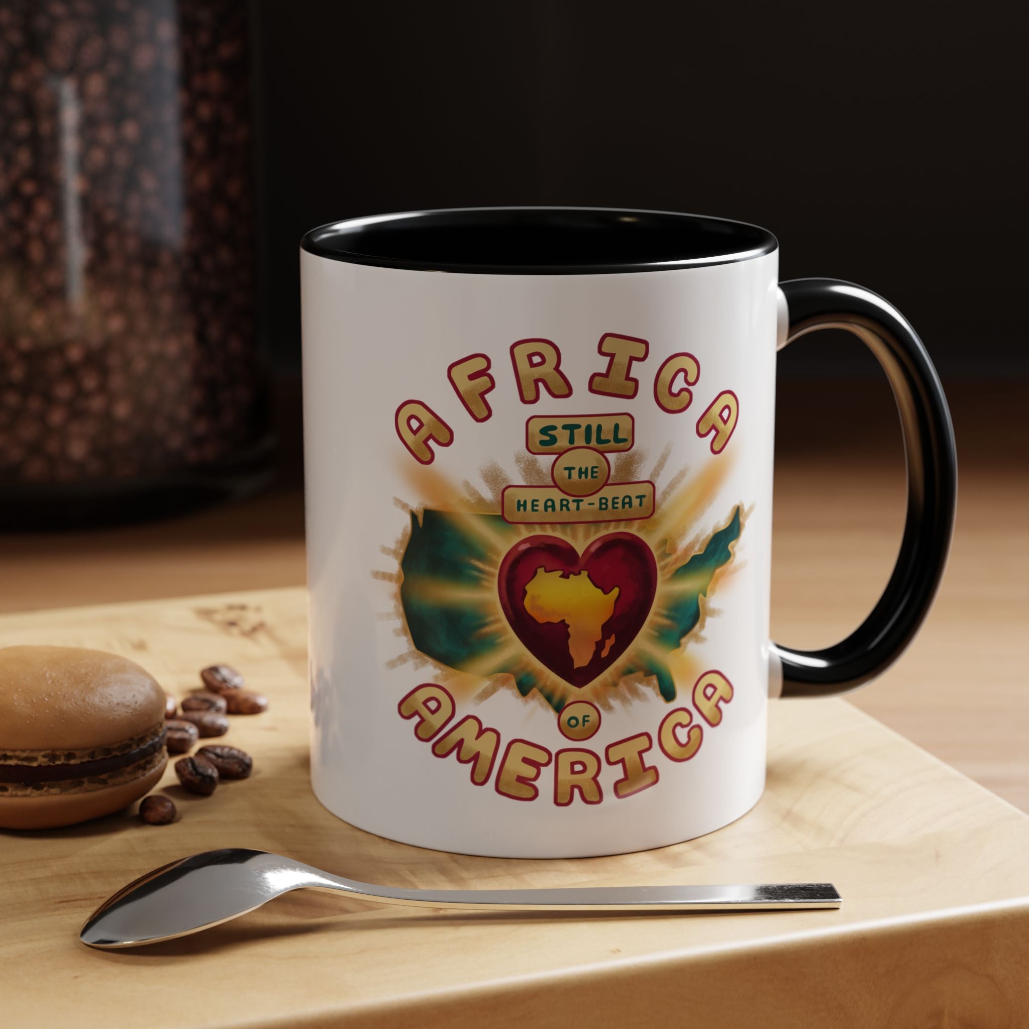 Africa Still the Heartbeat of America Accent Coffee Mug