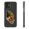 Clear Phone Case — Afrocentric Woman Sticker Design, Headwrap & Gold Jewelry