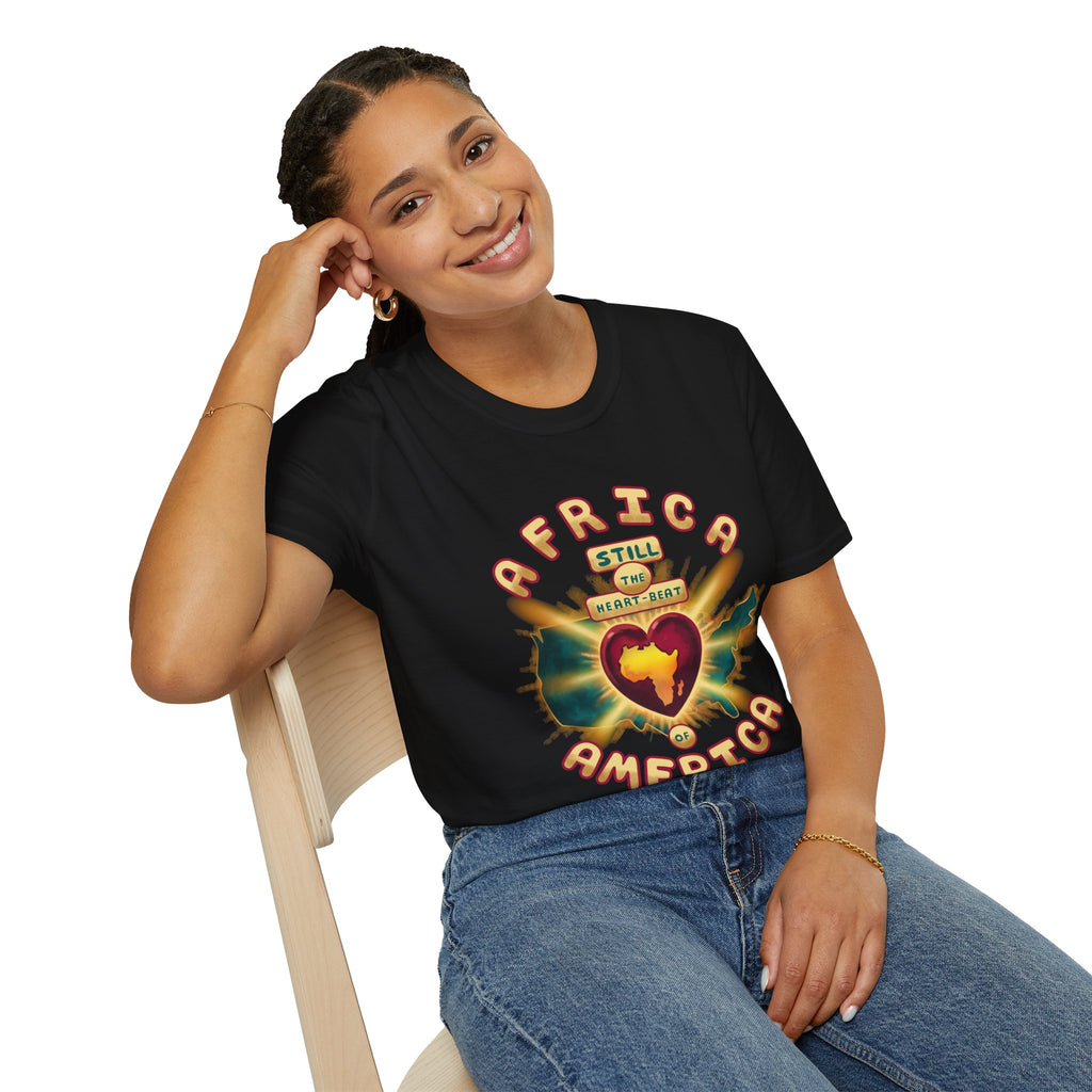 Africa Still the Heartbeat T-Shirt — Retro Heartbeat Map Tee
