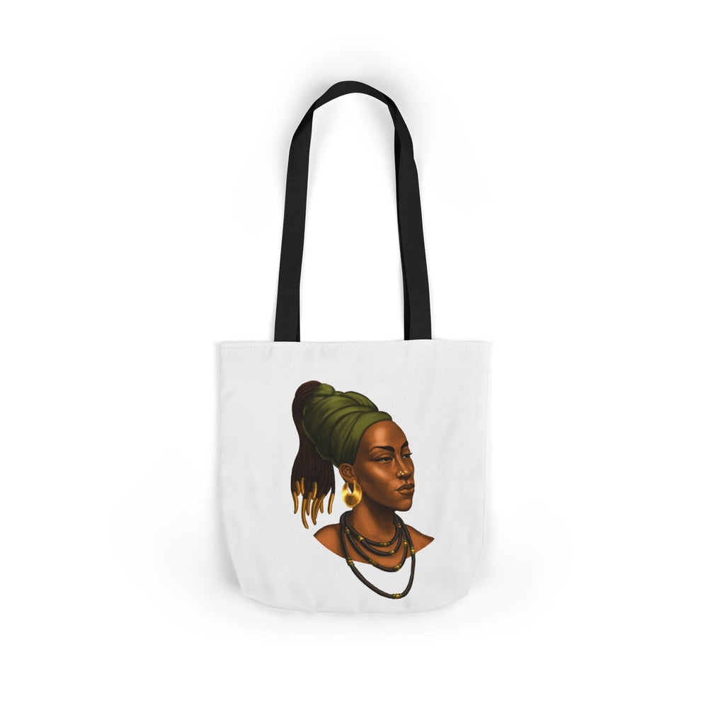 Afrocentric Portrait Canvas Tote — Woman with Headwrap Art Tote Bag
