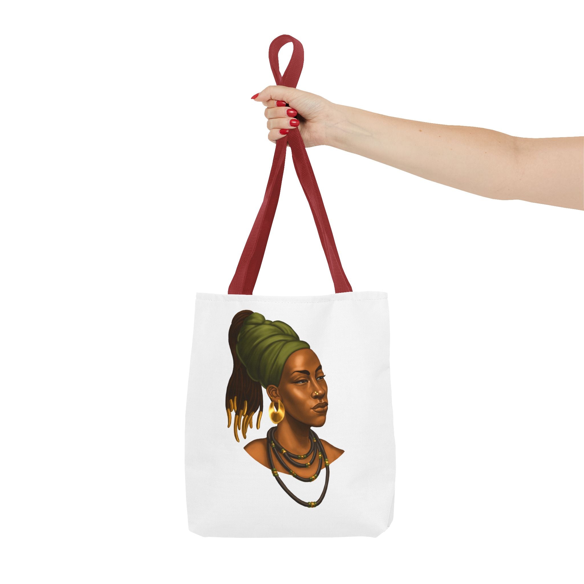 Afrocentric Headwrap Portrait Tote Bag – Elegant Black Woman Illustration
